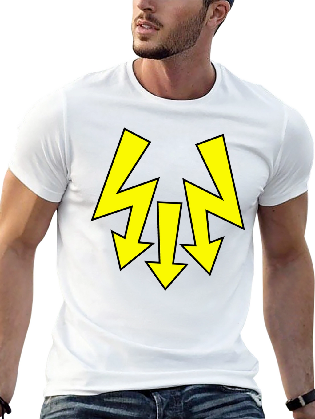 Black T-Shirt with Yellow Arrow Design