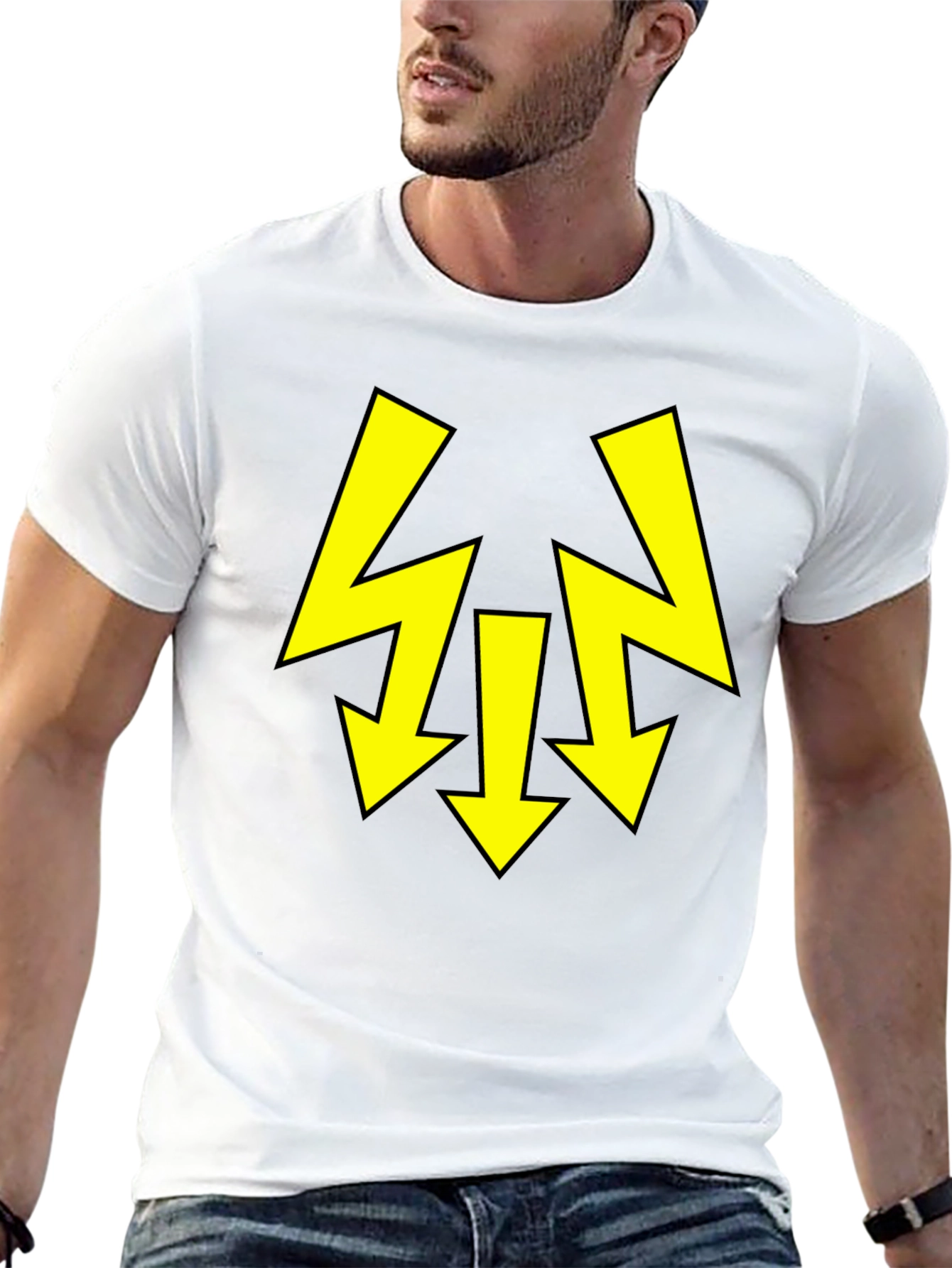 Black T-Shirt with Yellow Arrow Design
