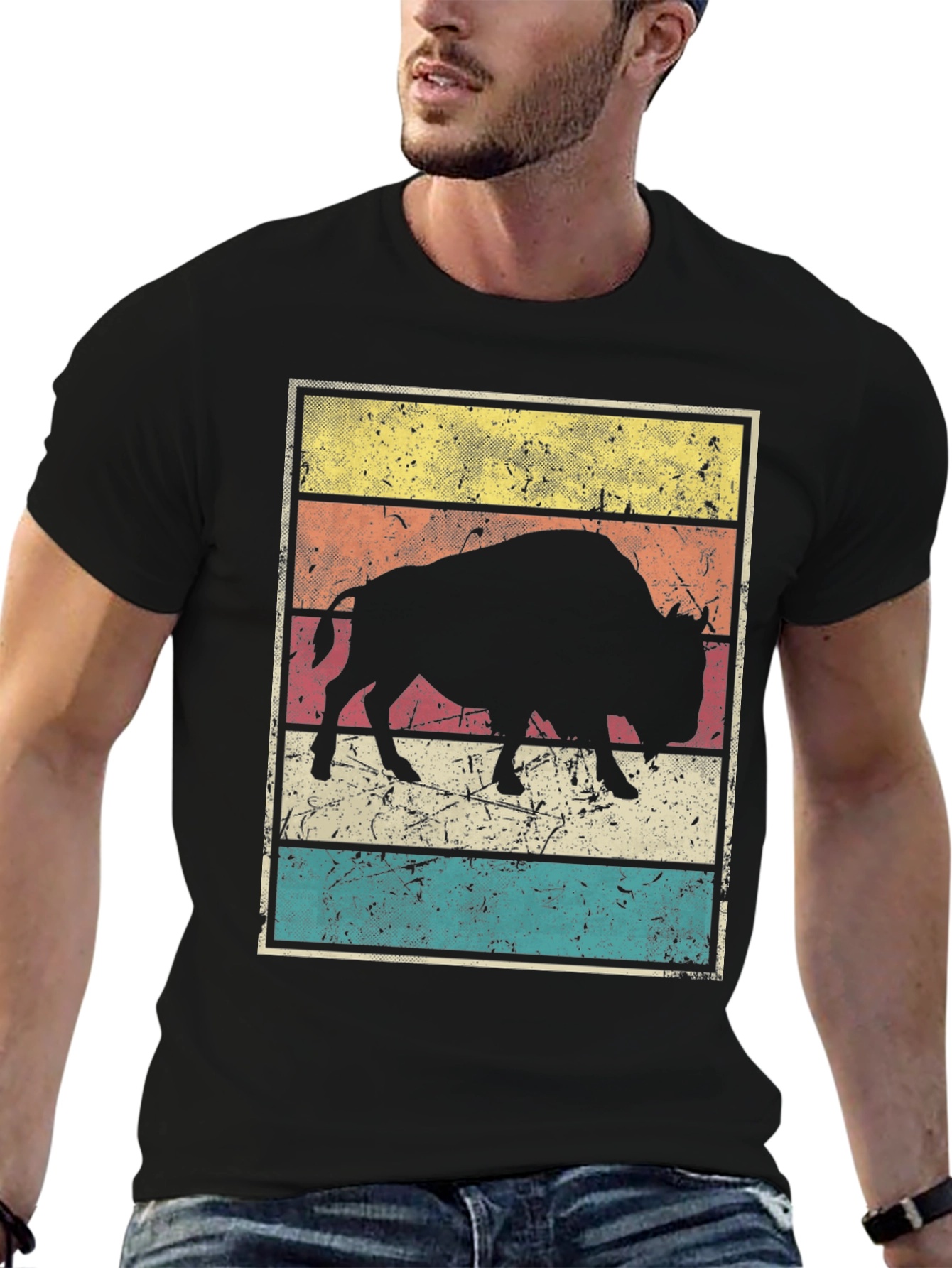 Retro Bison Graphic Tee - Stylish Vintage T-Shirt