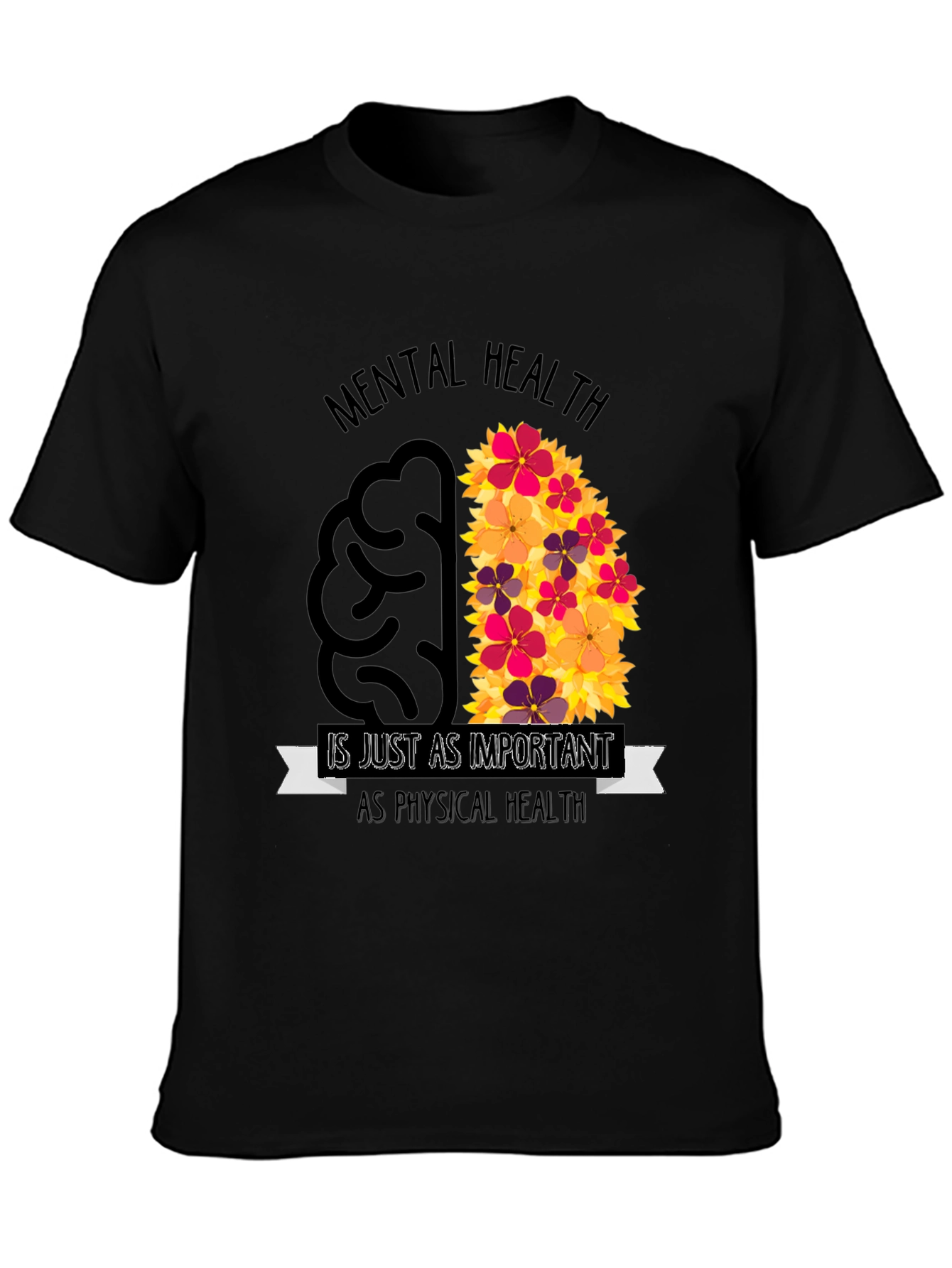 Mental Health Awareness T-Shirt - Brain Flowers Design
