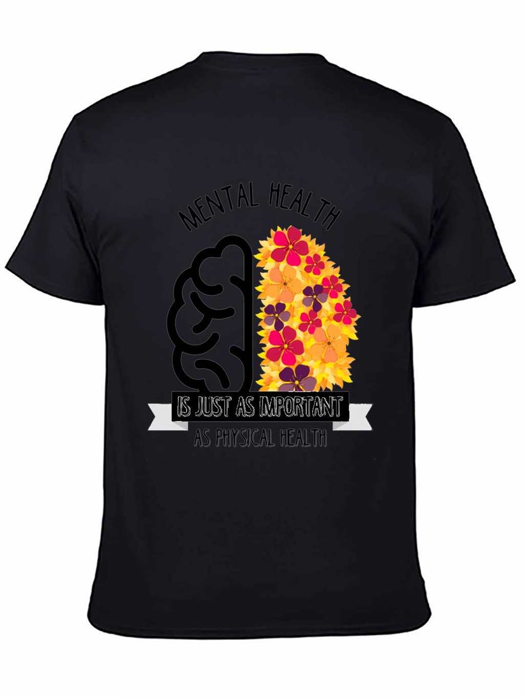 Mental Health Awareness T-Shirt - Brain Flowers Design