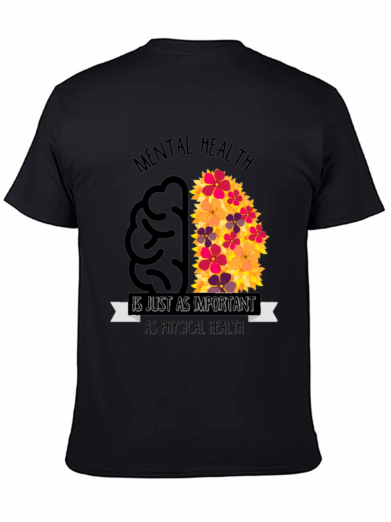 Mental Health Awareness T-Shirt - Brain Flowers Design