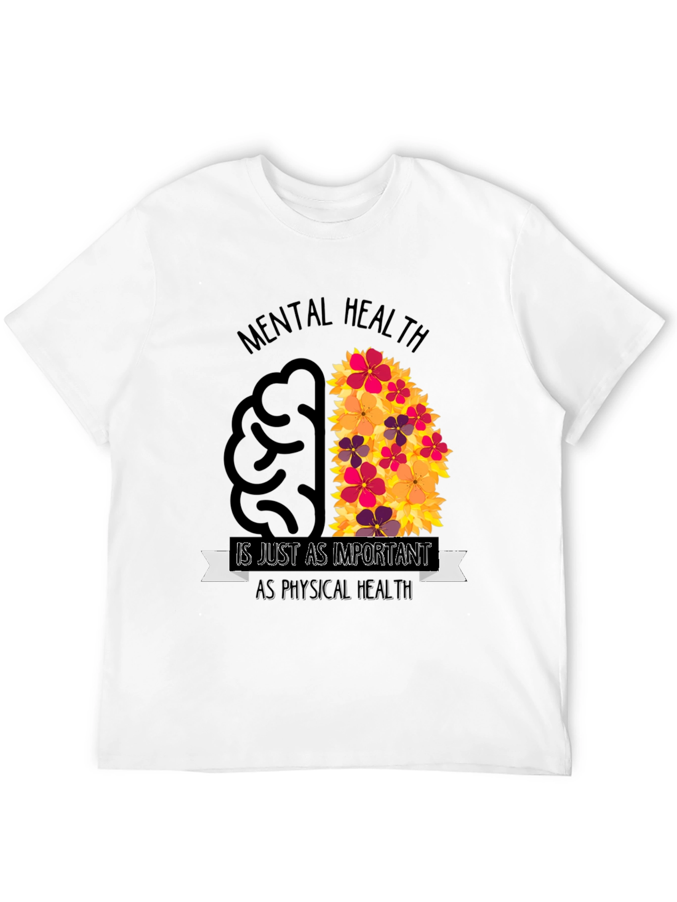 Mental Health Awareness T-Shirt - Brain Flowers Design
