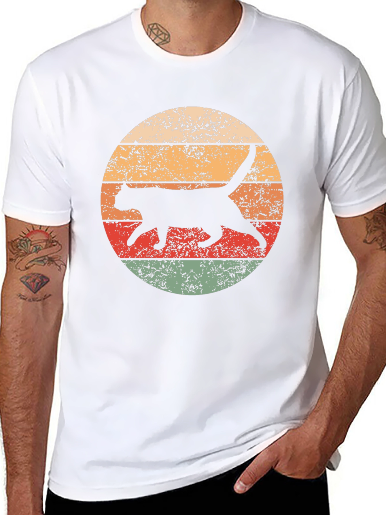 Retro Cat Graphic T-Shirt - Cool Feline Design