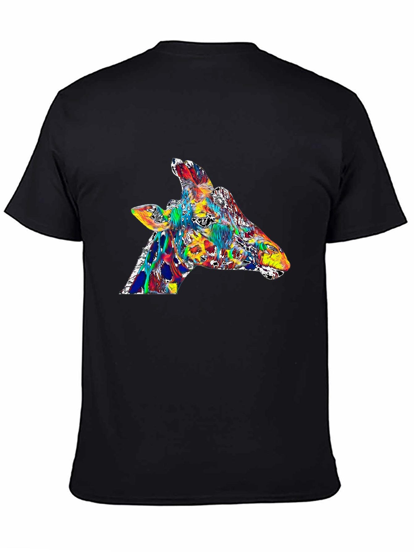 Colorful Giraffe Graphic Tee - Black