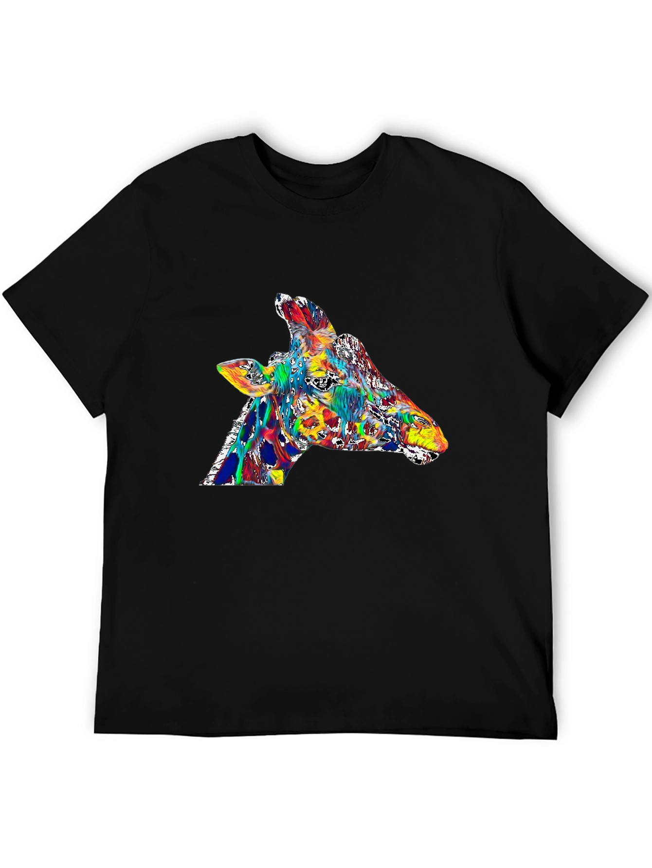 Colorful Giraffe Graphic Tee - Black