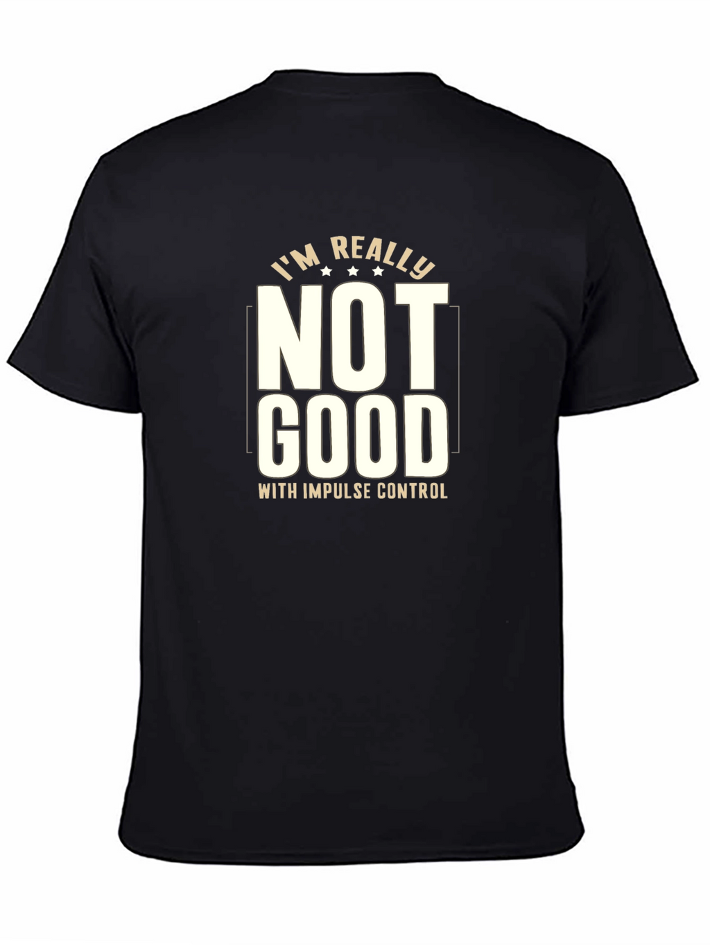 Funny Impulse Control Graphic Tee - Black Cotton Blend
