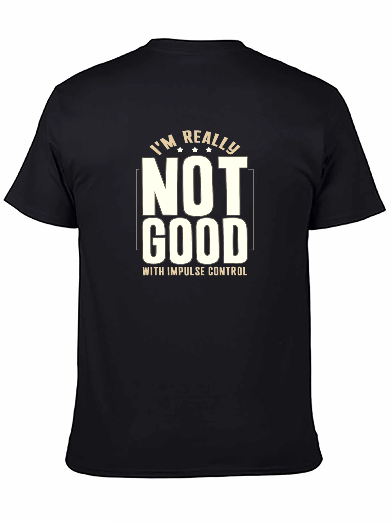 Funny Impulse Control Graphic Tee - Black Cotton Blend
