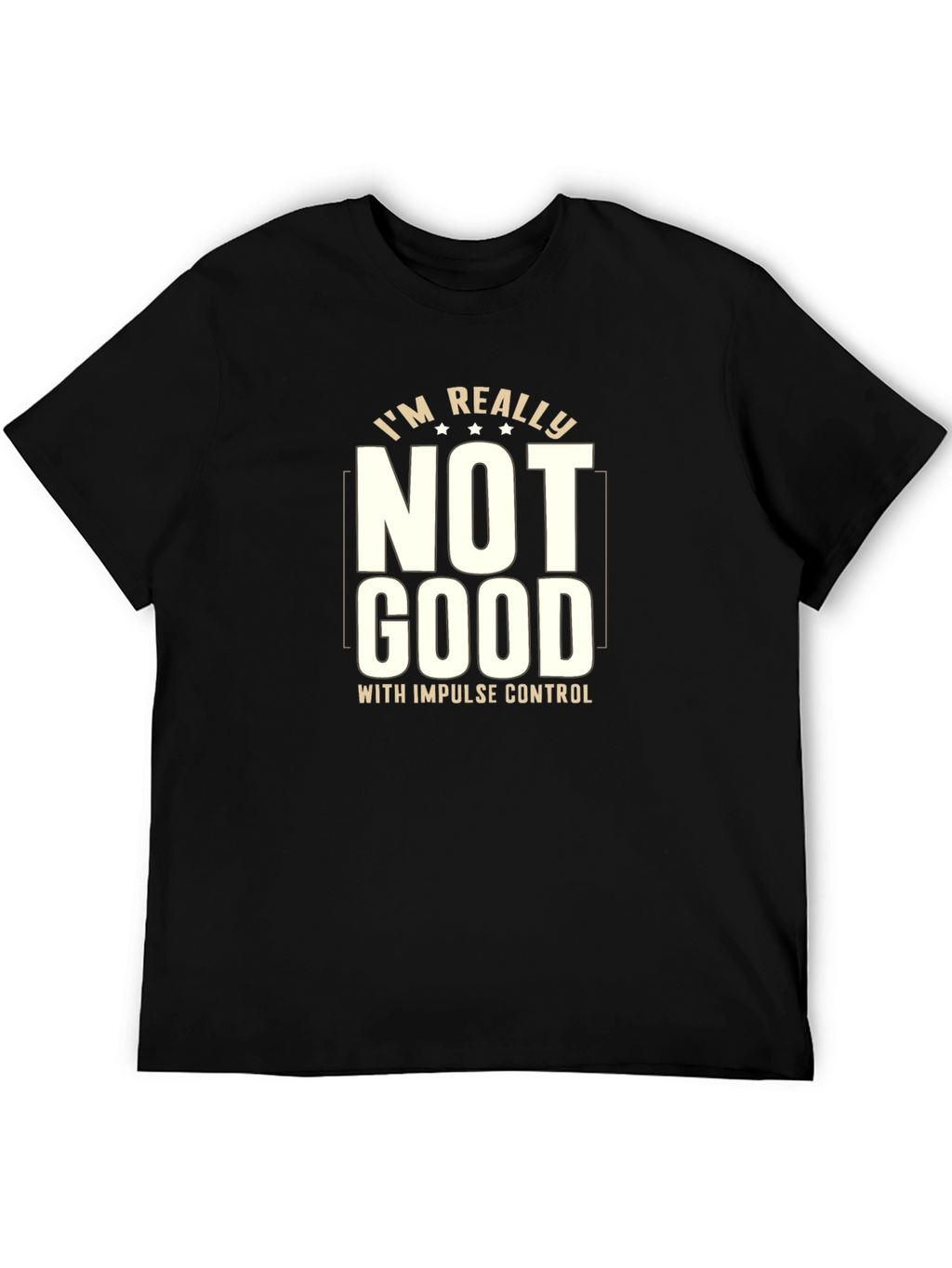 Funny Impulse Control Graphic Tee - Black Cotton Blend