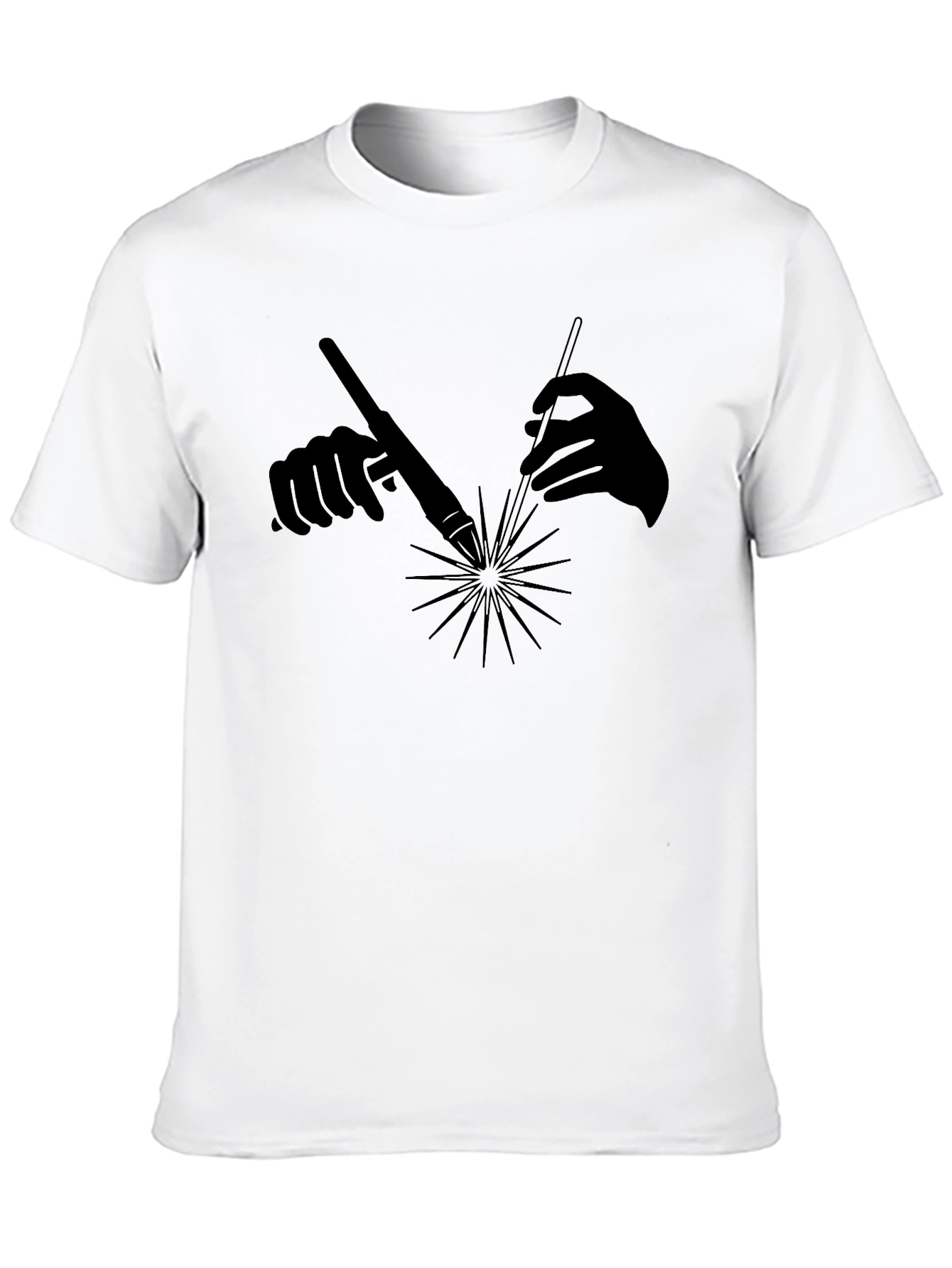 Welding Hands Graphic Tee - Black Cotton T-Shirt