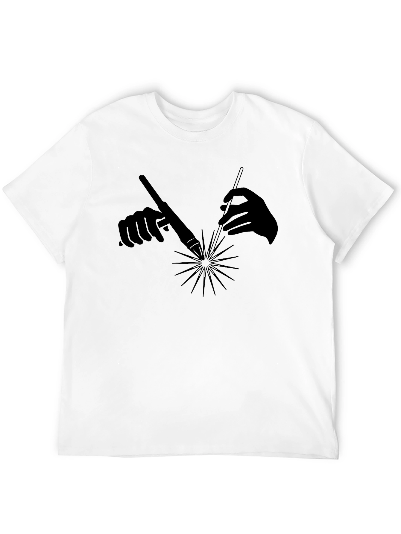 Welding Hands Graphic Tee - Black Cotton T-Shirt