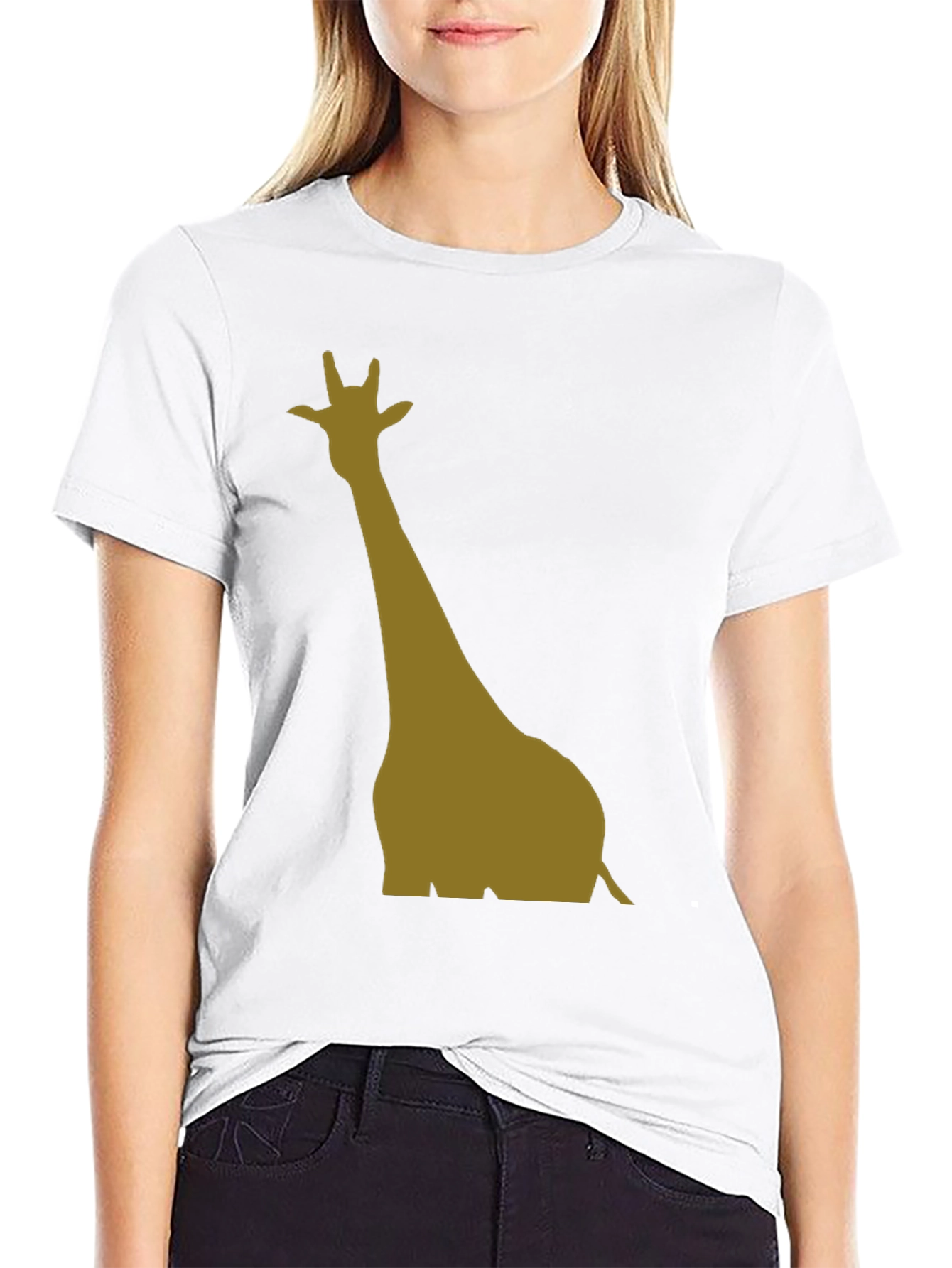 Giraffe Silhouette Black T-Shirt