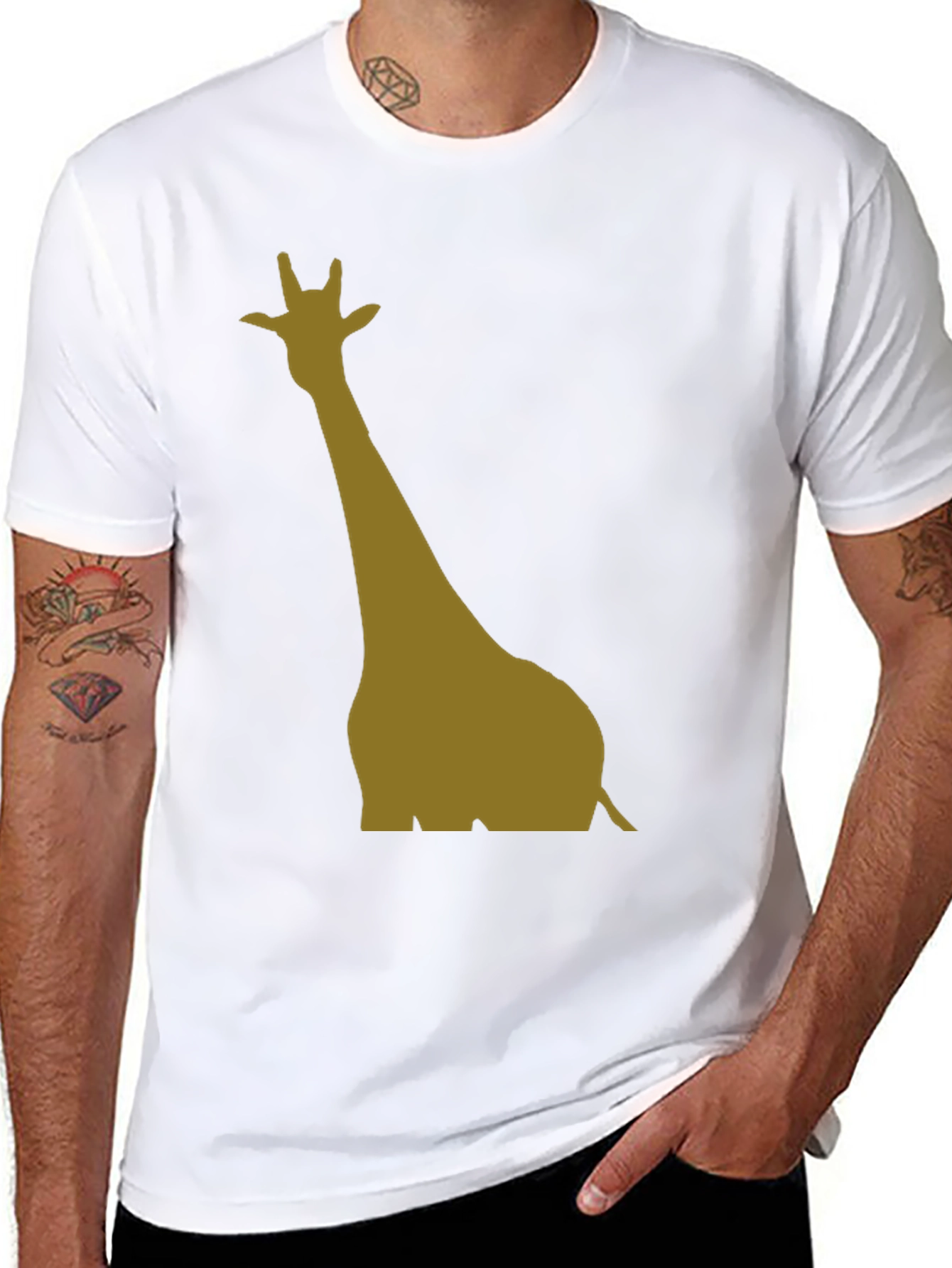 Giraffe Silhouette Black T-Shirt