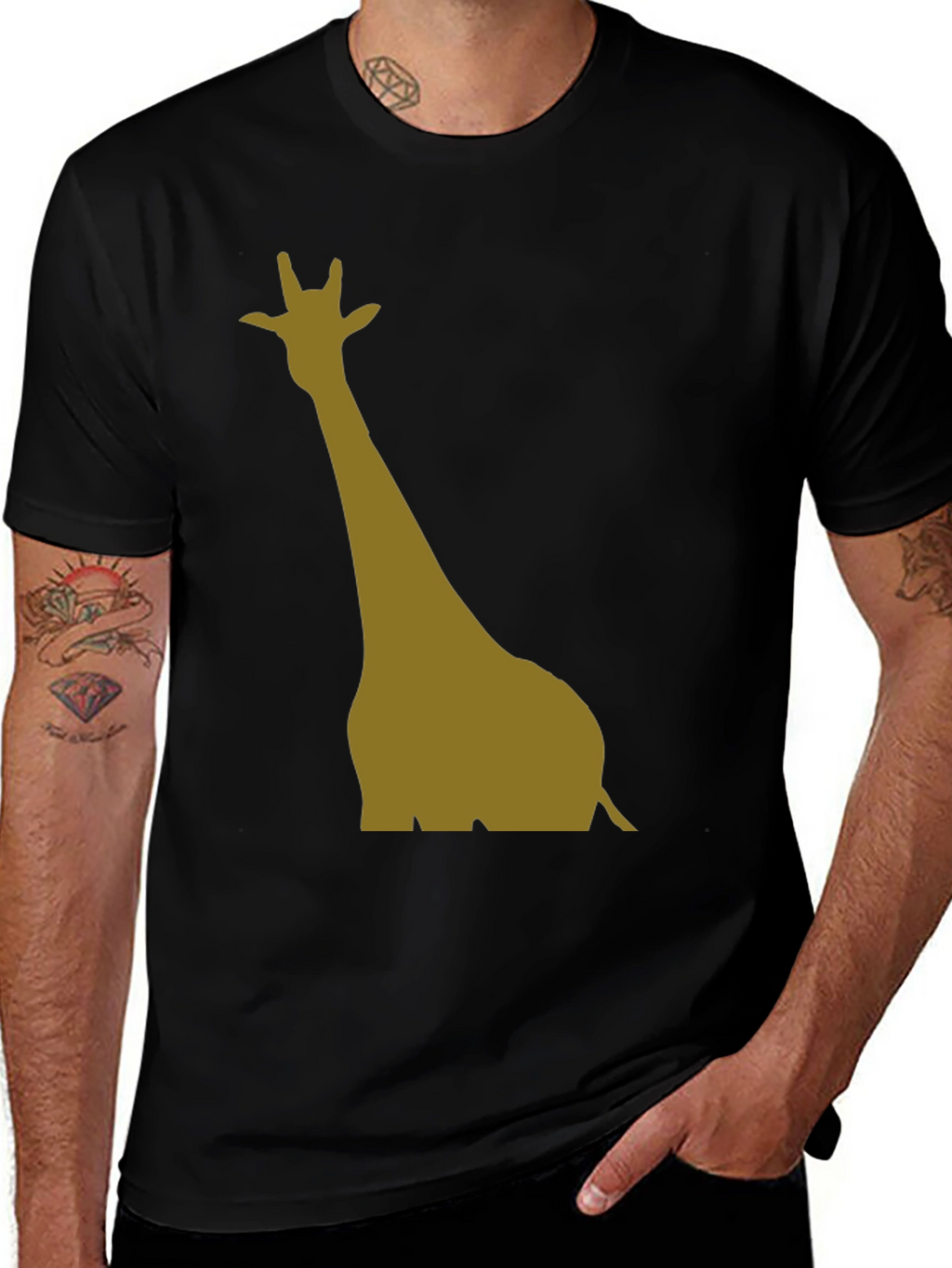 Giraffe Silhouette Black T-Shirt