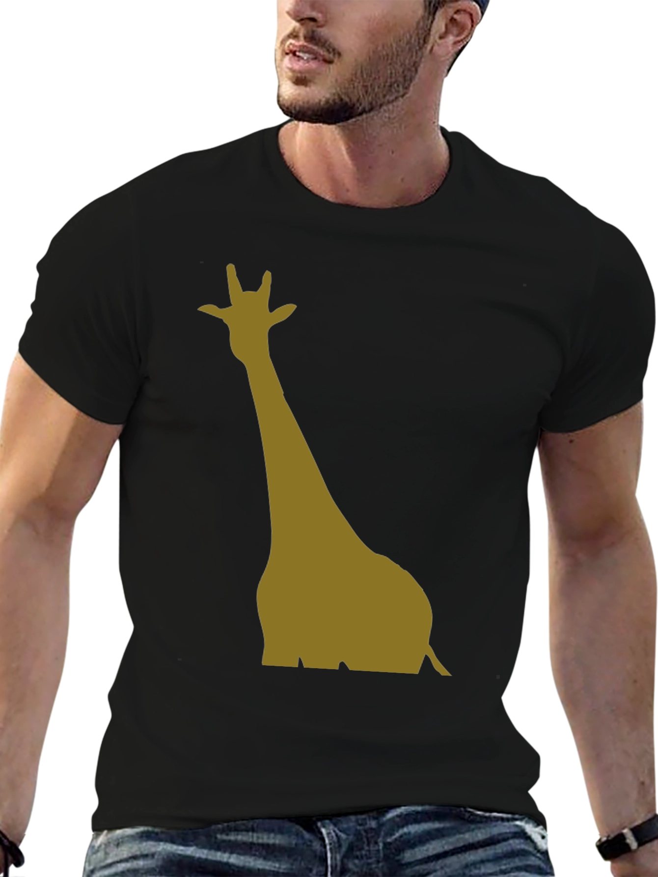 Giraffe Silhouette Black T-Shirt