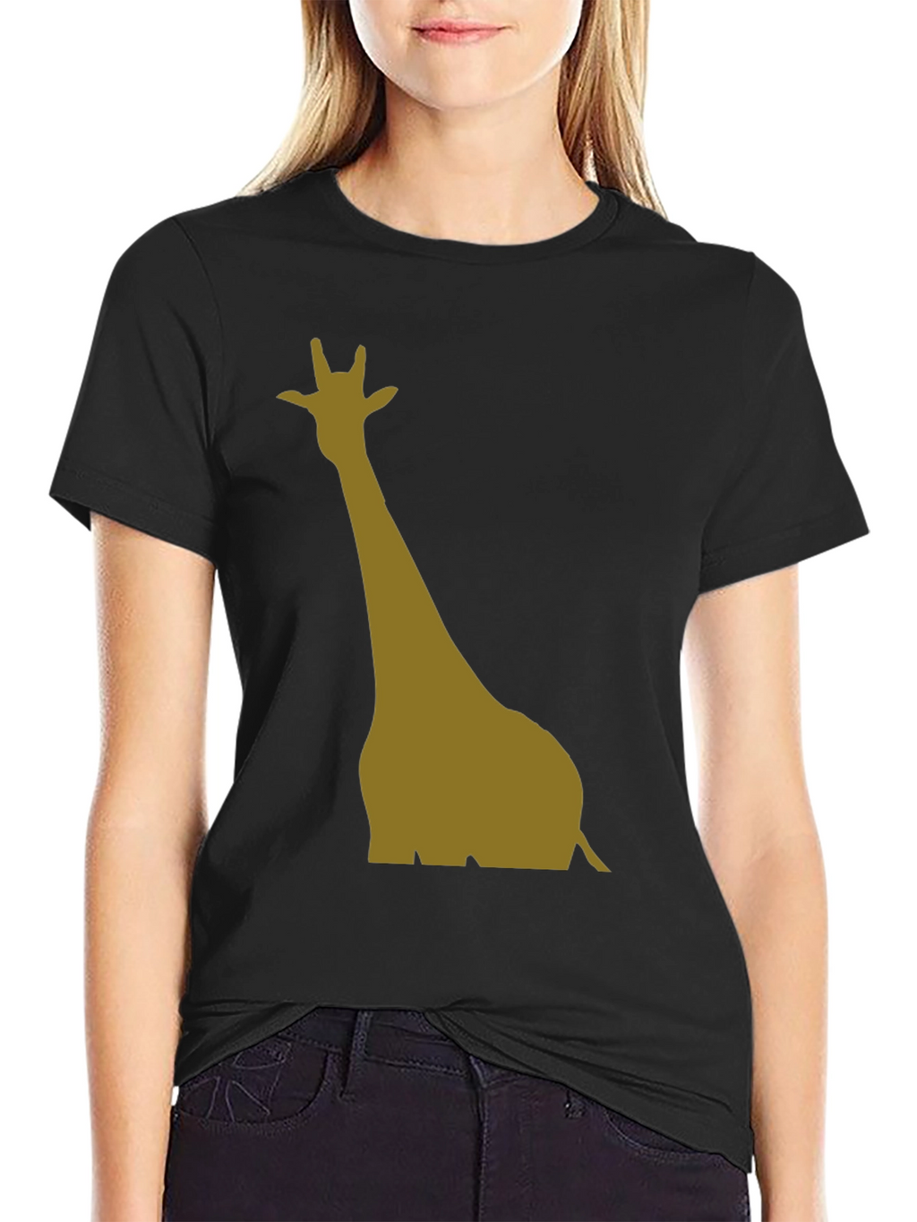 Giraffe Silhouette Black T-Shirt