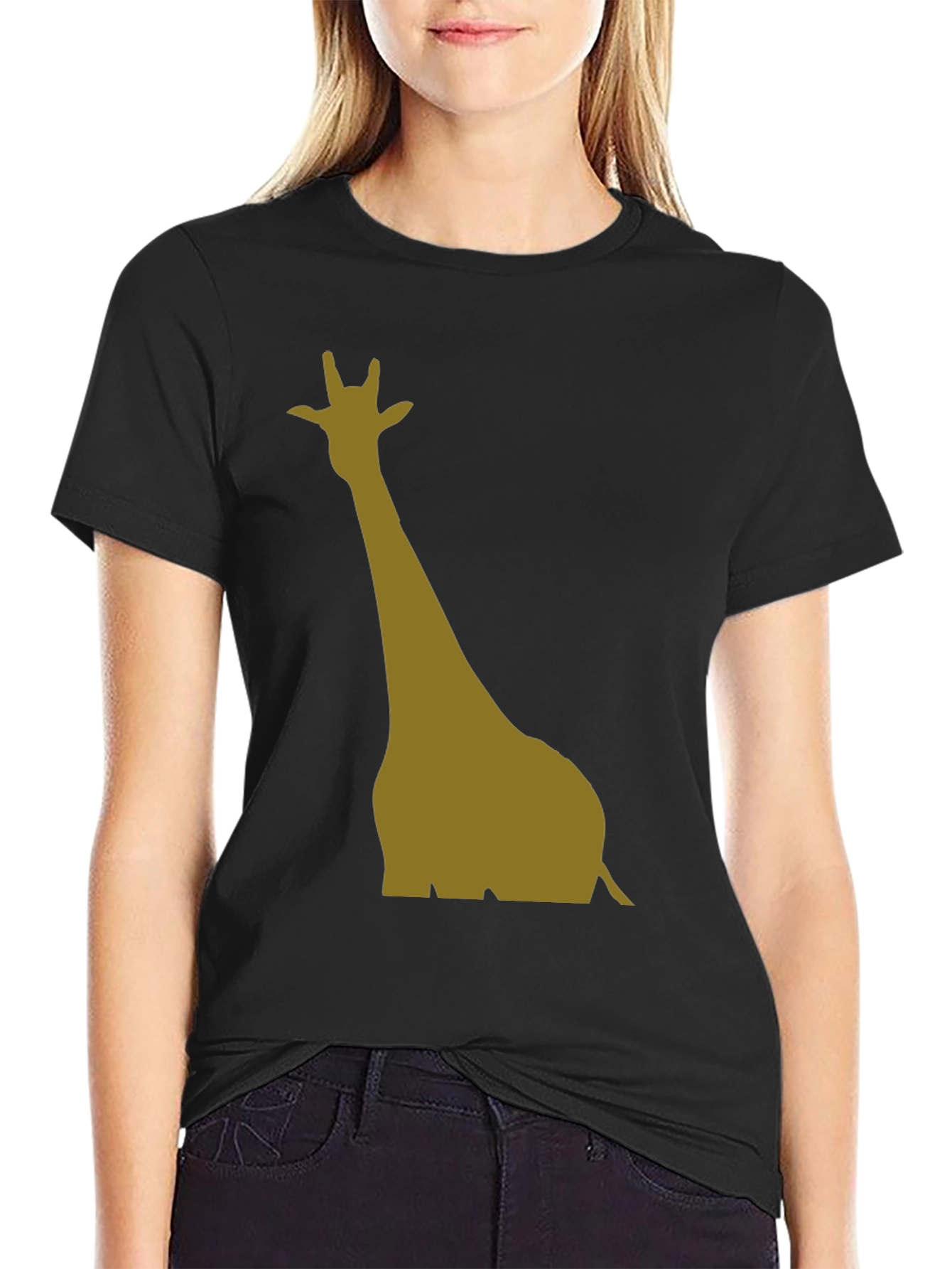 Giraffe Silhouette Black T-Shirt