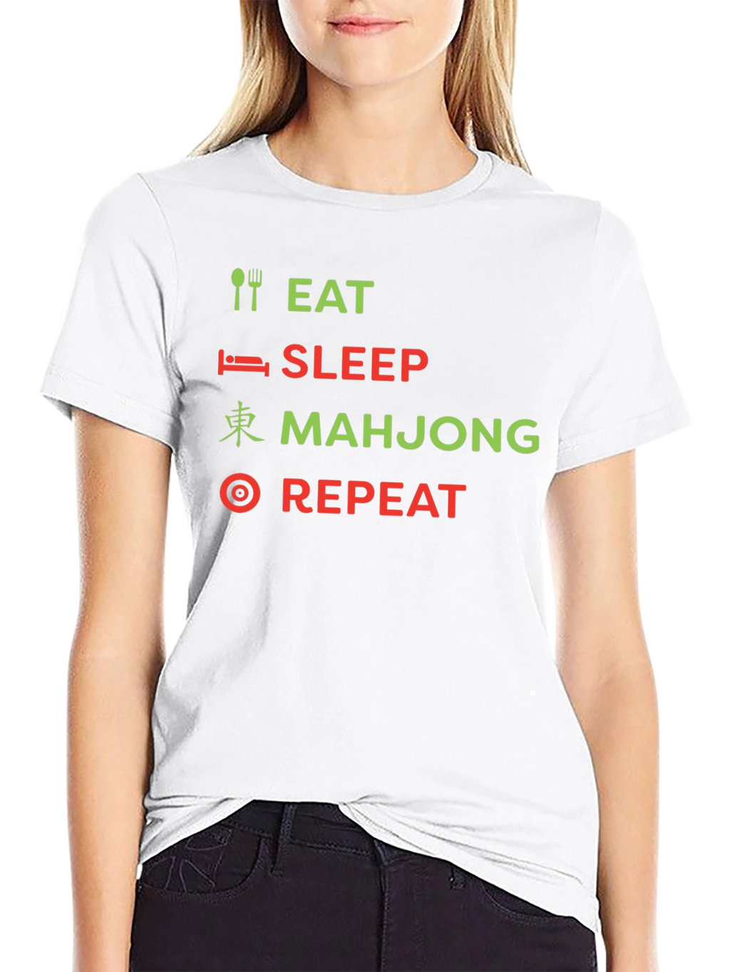 Eat Sleep Mahjong Repeat Black Graphic Tee