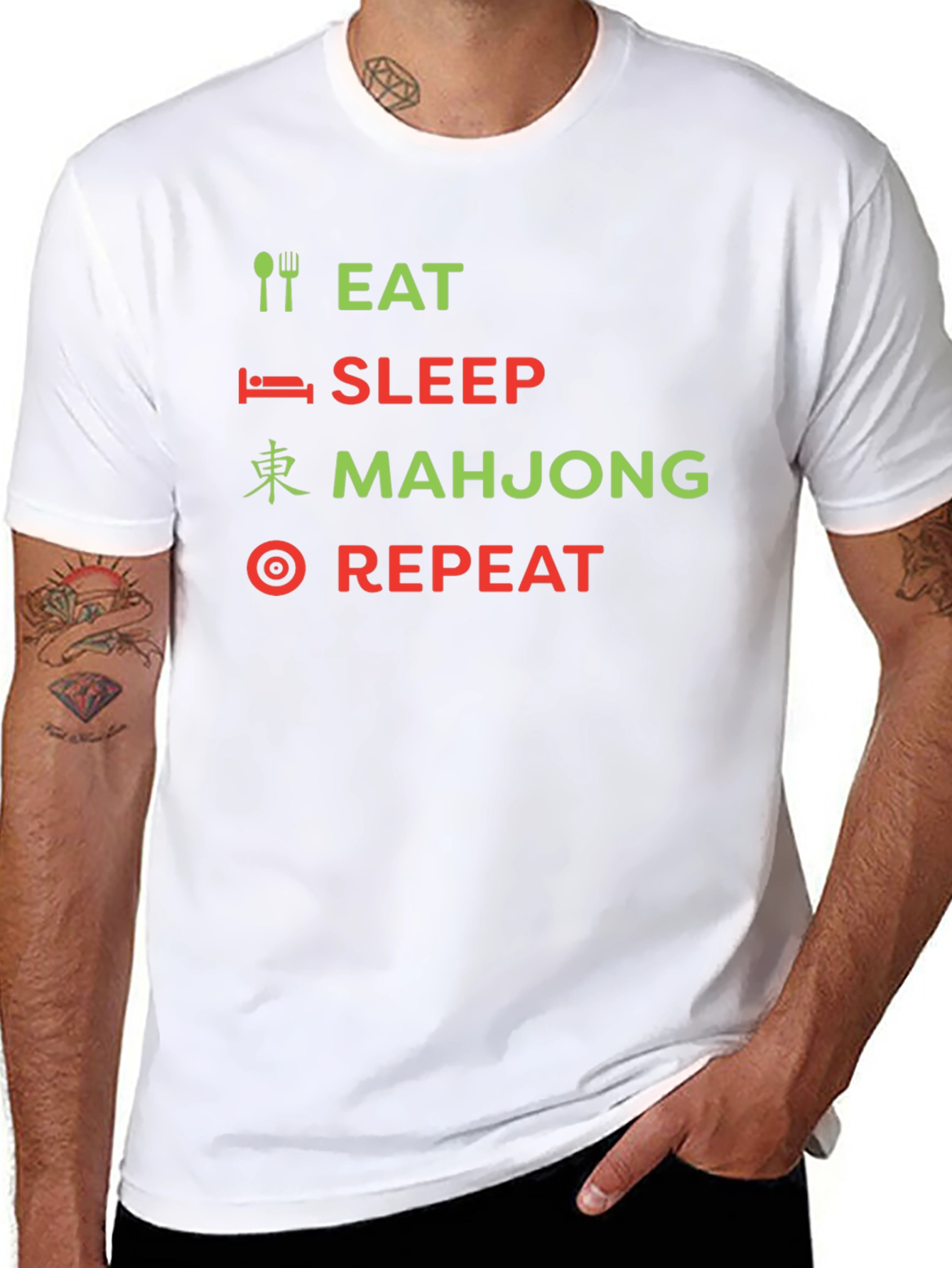 Eat Sleep Mahjong Repeat Black Graphic Tee