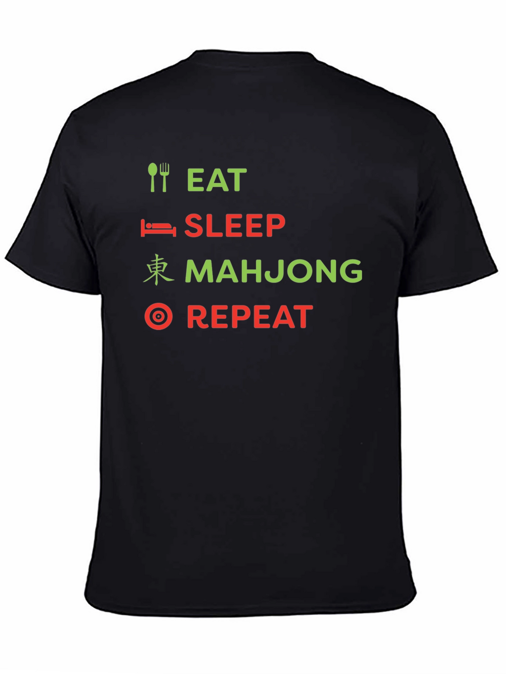 Eat Sleep Mahjong Repeat Black Graphic Tee