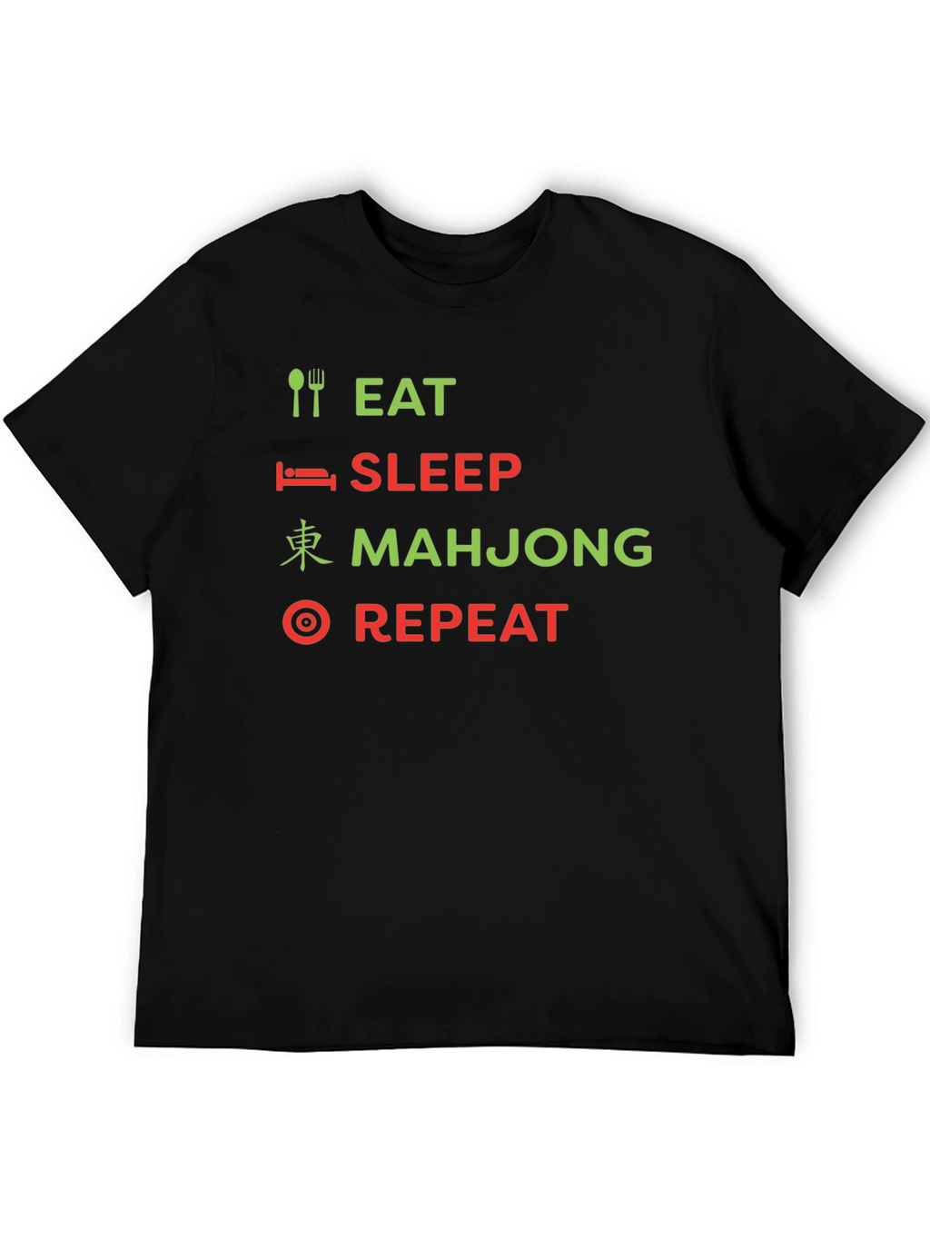 Eat Sleep Mahjong Repeat Black Graphic Tee