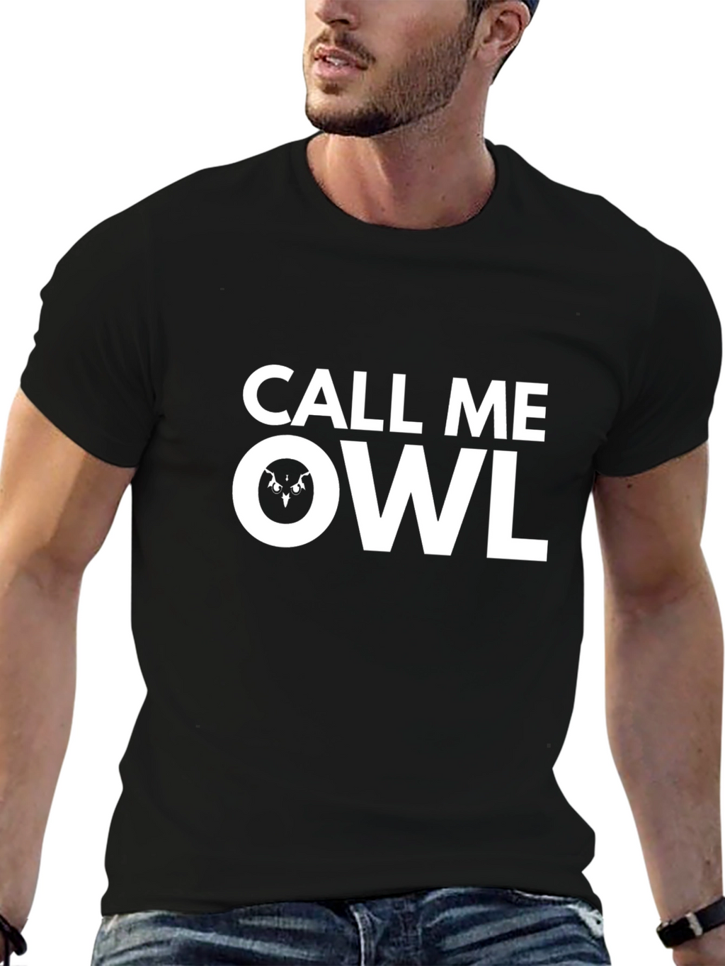Call Me Owl Graphic T-Shirt - Black
