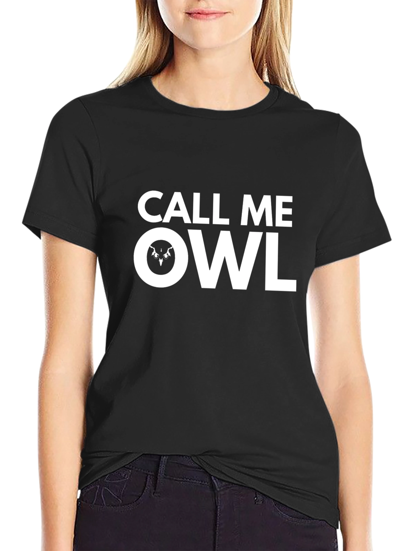 Call Me Owl Graphic T-Shirt - Black