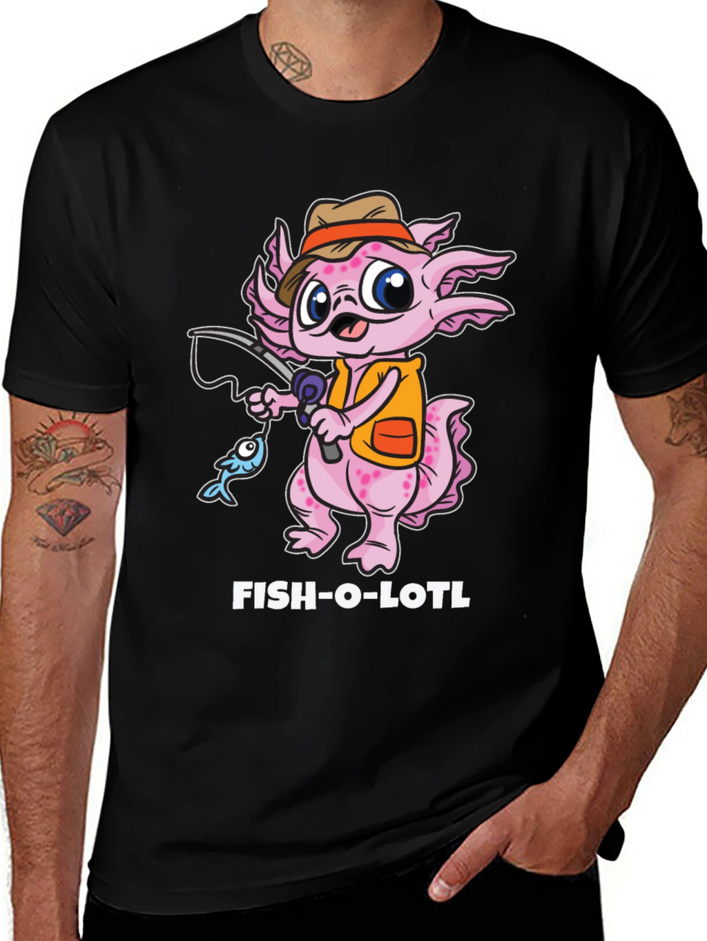 Fish-O-Lotl Graphic T-Shirt - Black