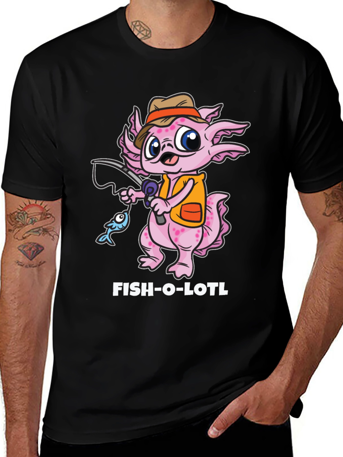 Fish-O-Lotl Graphic T-Shirt - Black
