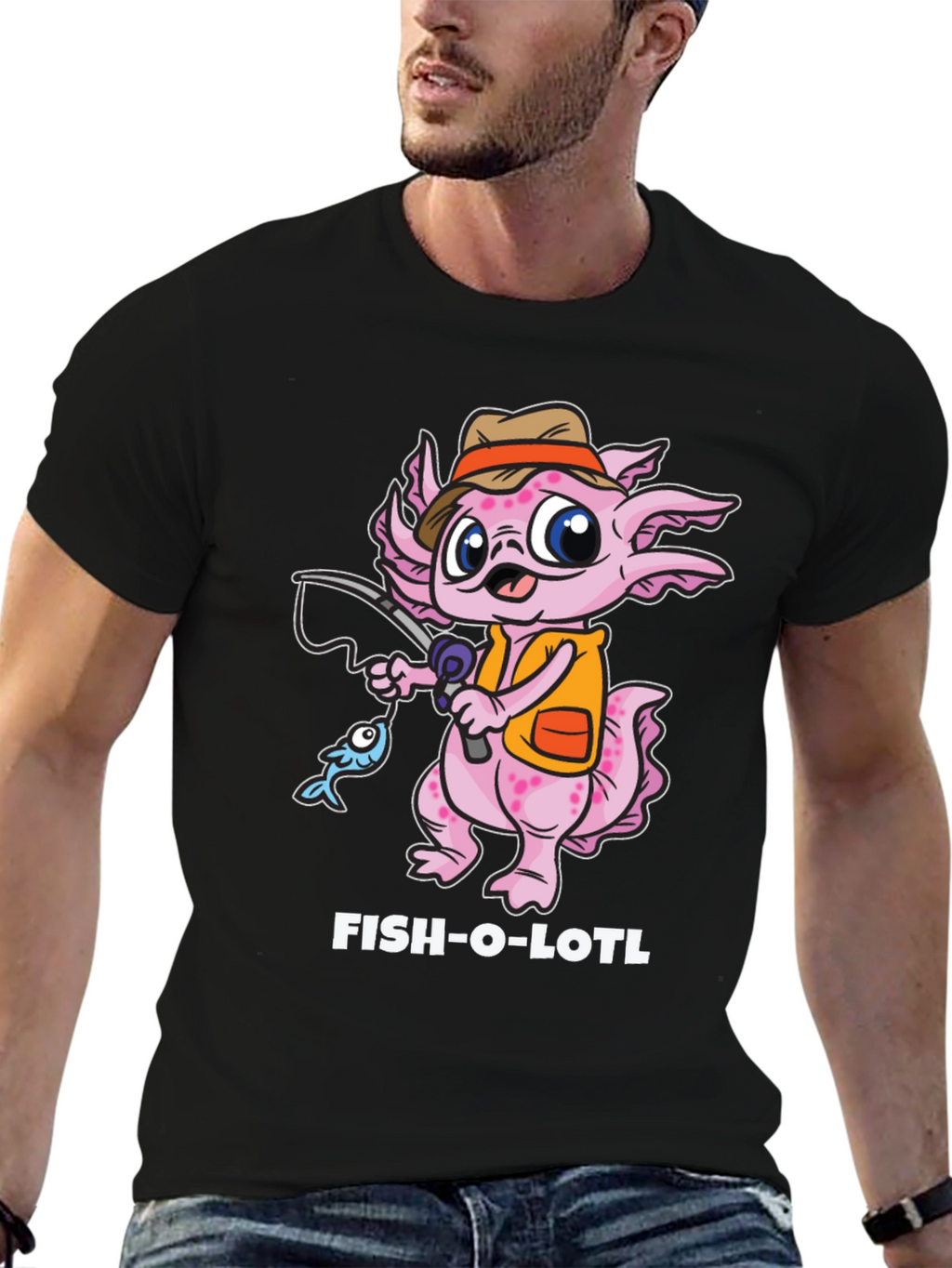 Fish-O-Lotl Graphic T-Shirt - Black