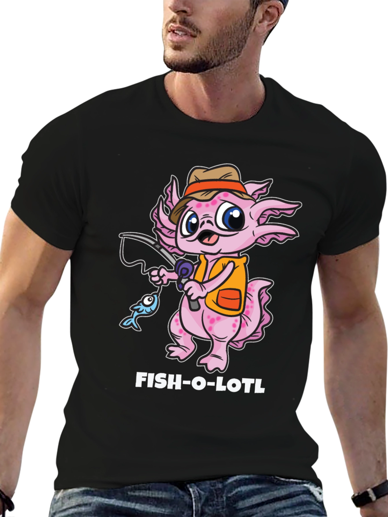 Fish-O-Lotl Graphic T-Shirt - Black