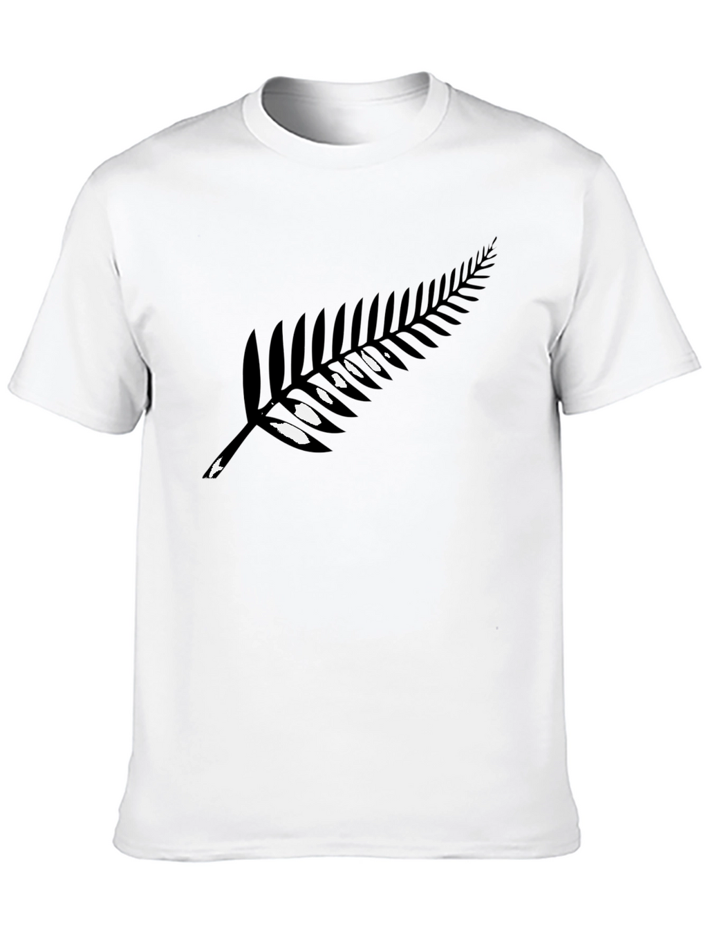 Black T-Shirt with Silver Fern Print