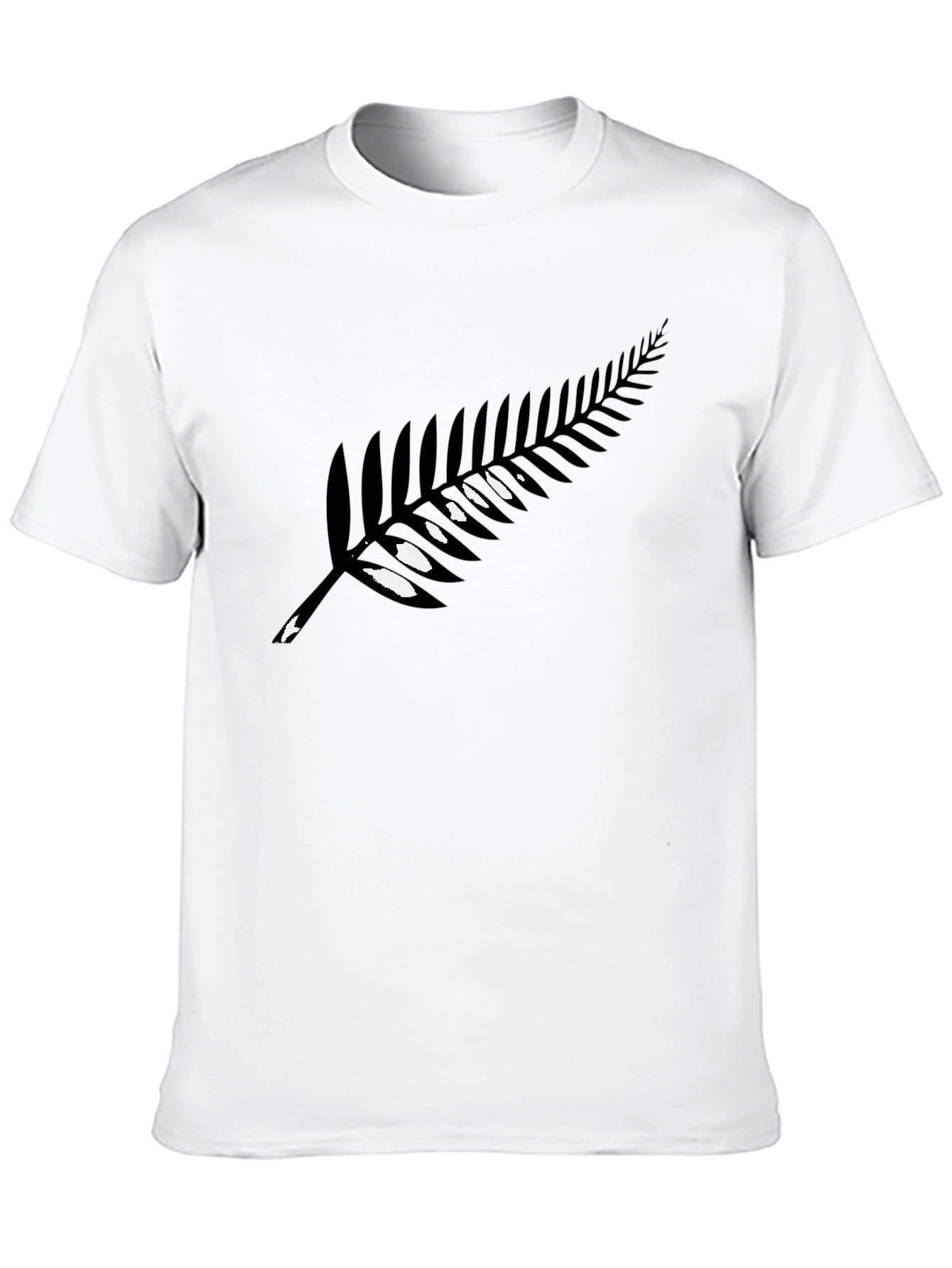 Black T-Shirt with Silver Fern Print