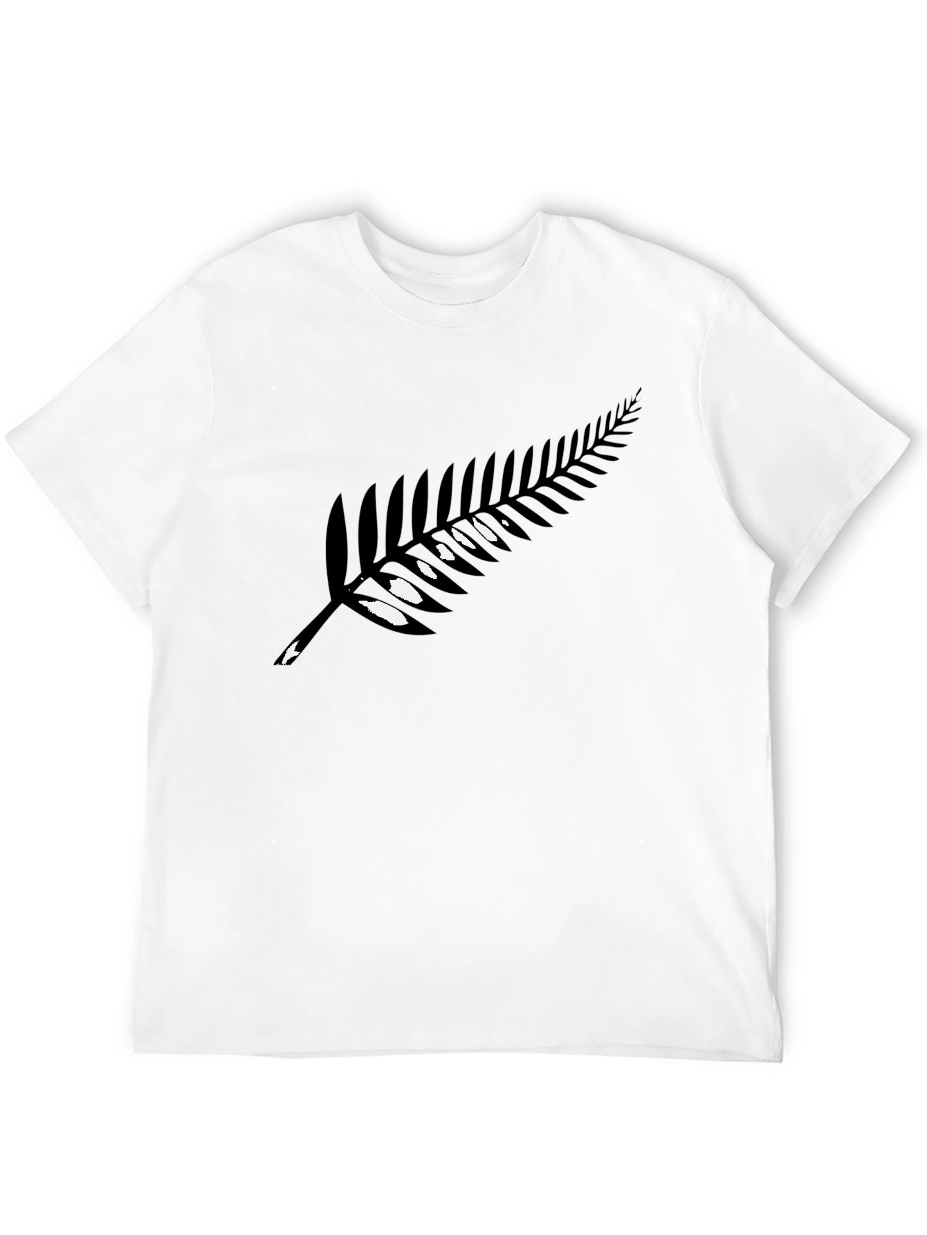 Black T-Shirt with Silver Fern Print