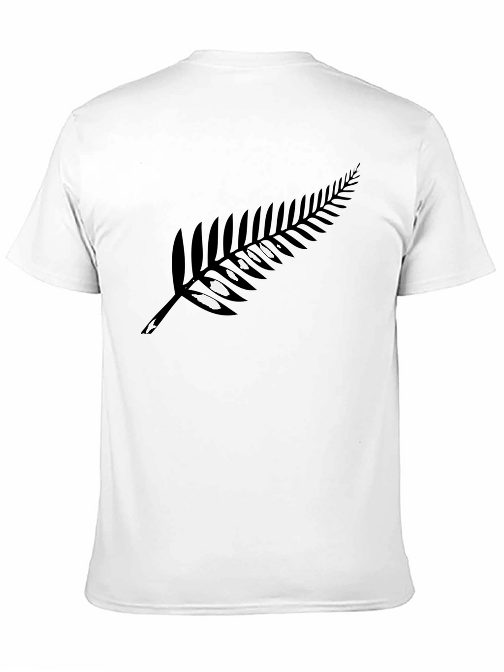 Black T-Shirt with Silver Fern Print