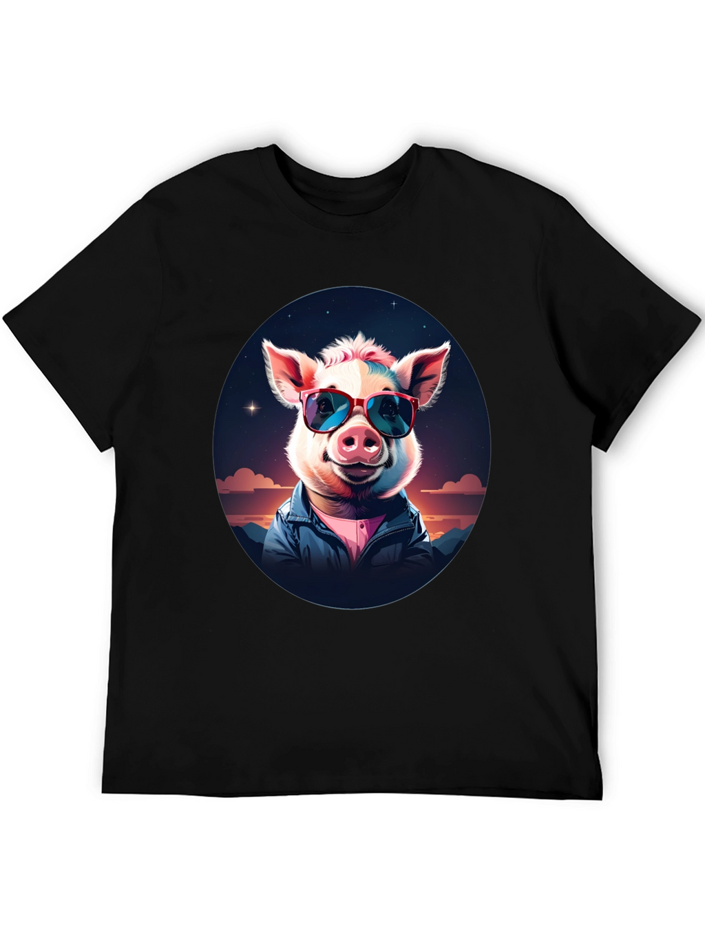 Cool Pig Graphic Tee - Stylish Unisex Black T-Shirt