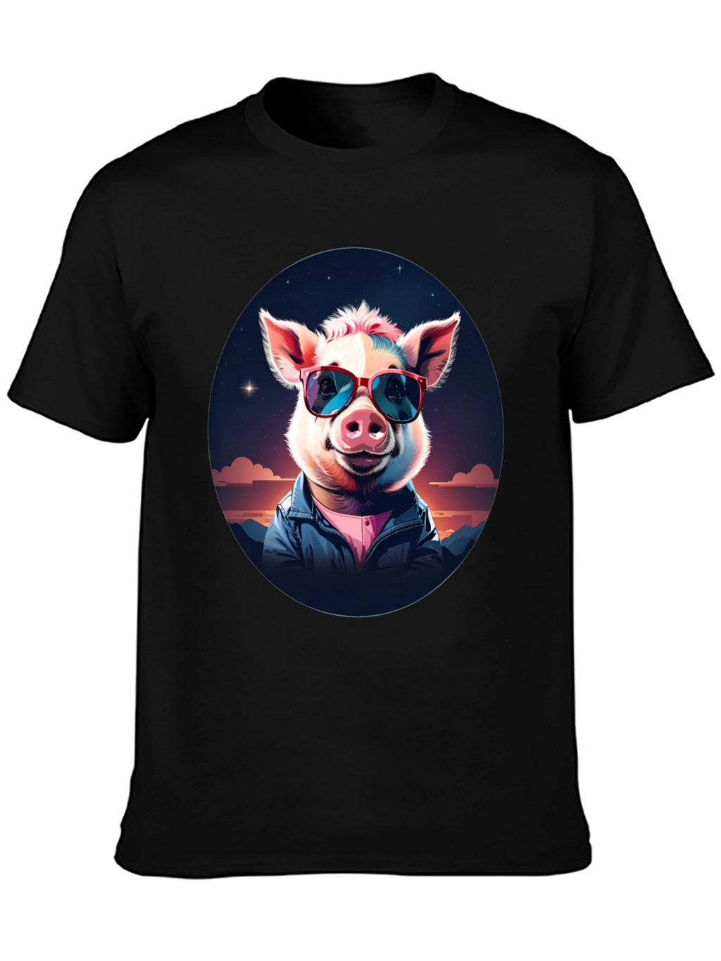 Cool Pig Graphic Tee - Stylish Unisex Black T-Shirt