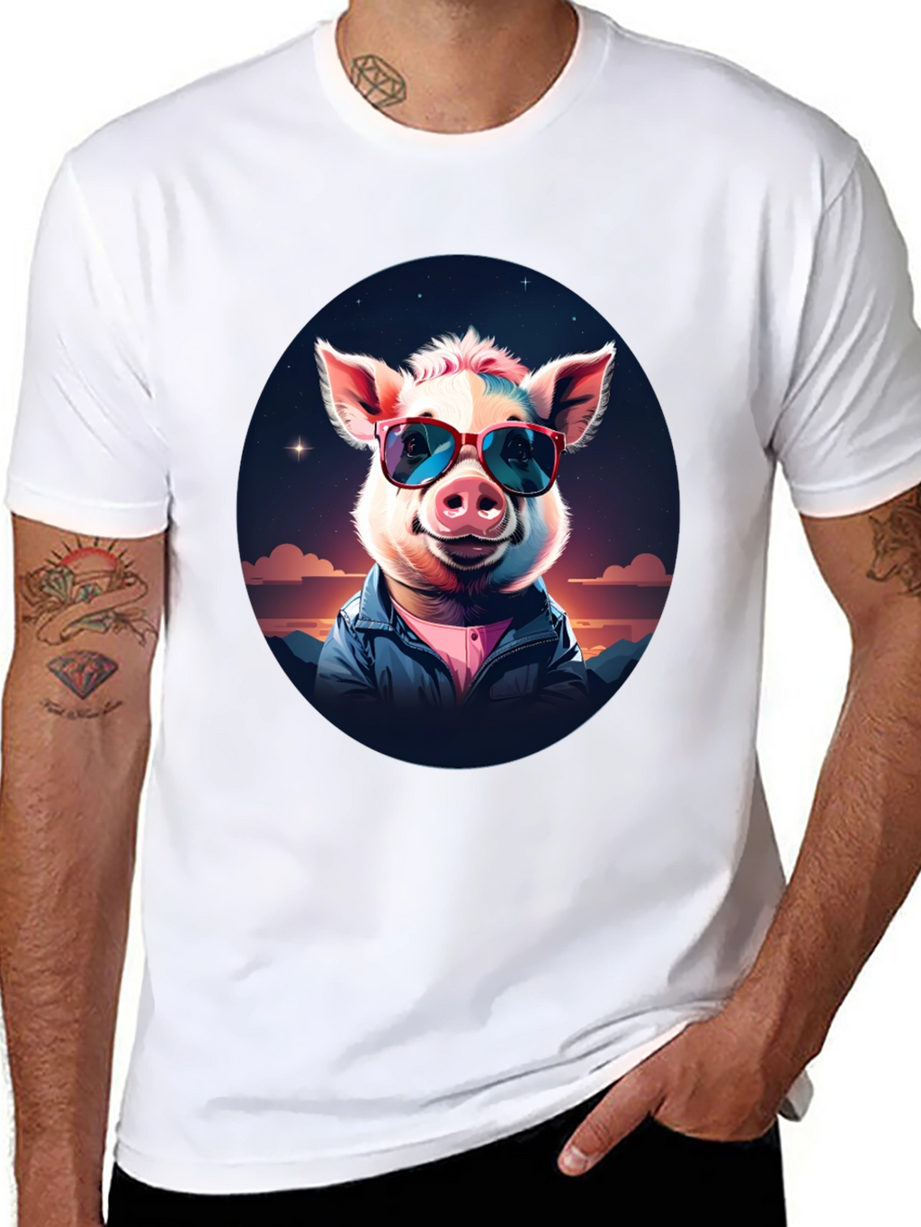 Cool Pig Graphic Tee - Stylish Unisex Black T-Shirt
