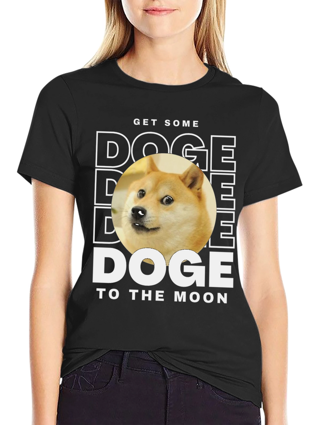 Doge To The Moon Black T-Shirt