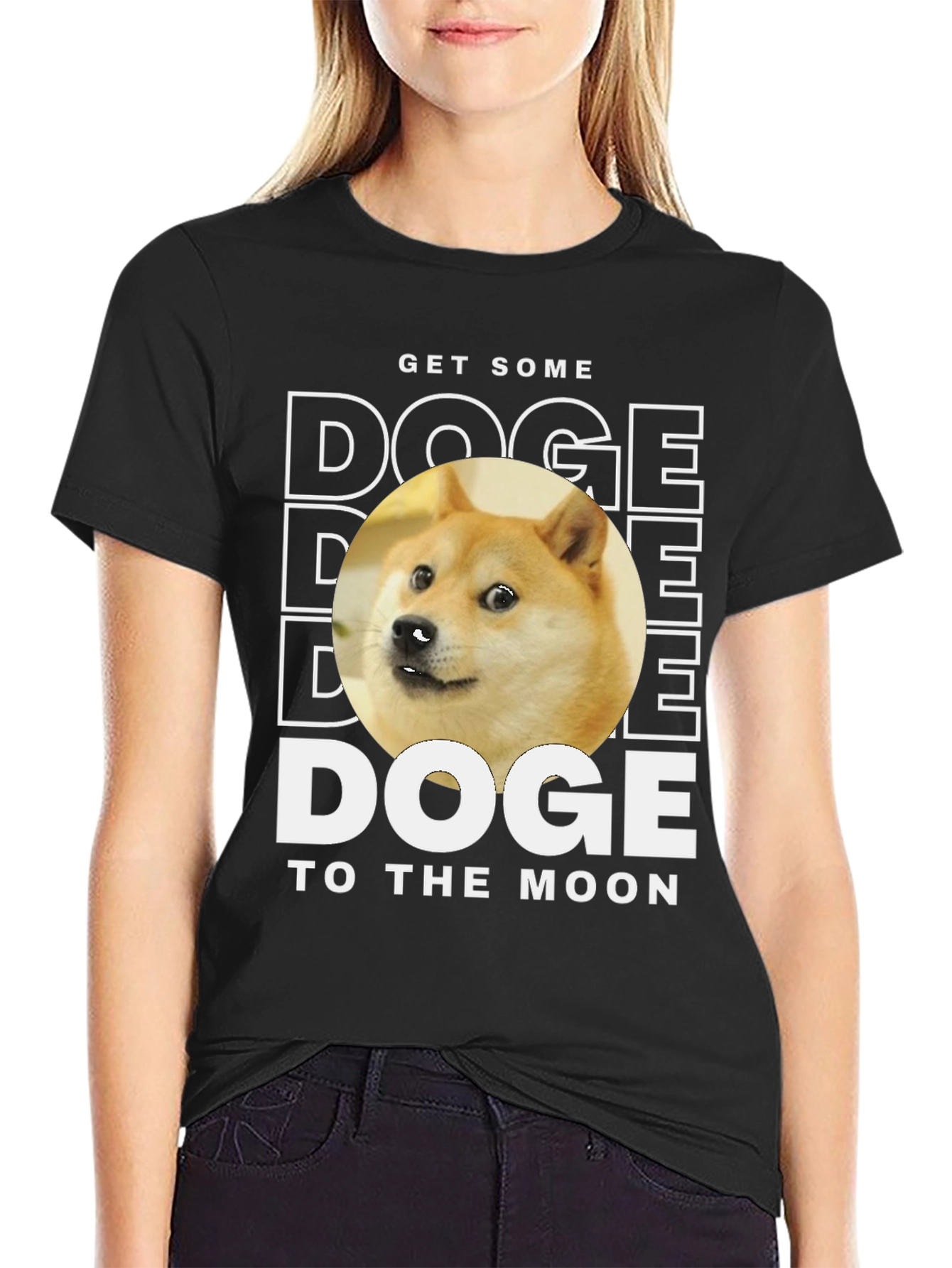 Doge To The Moon Black T-Shirt