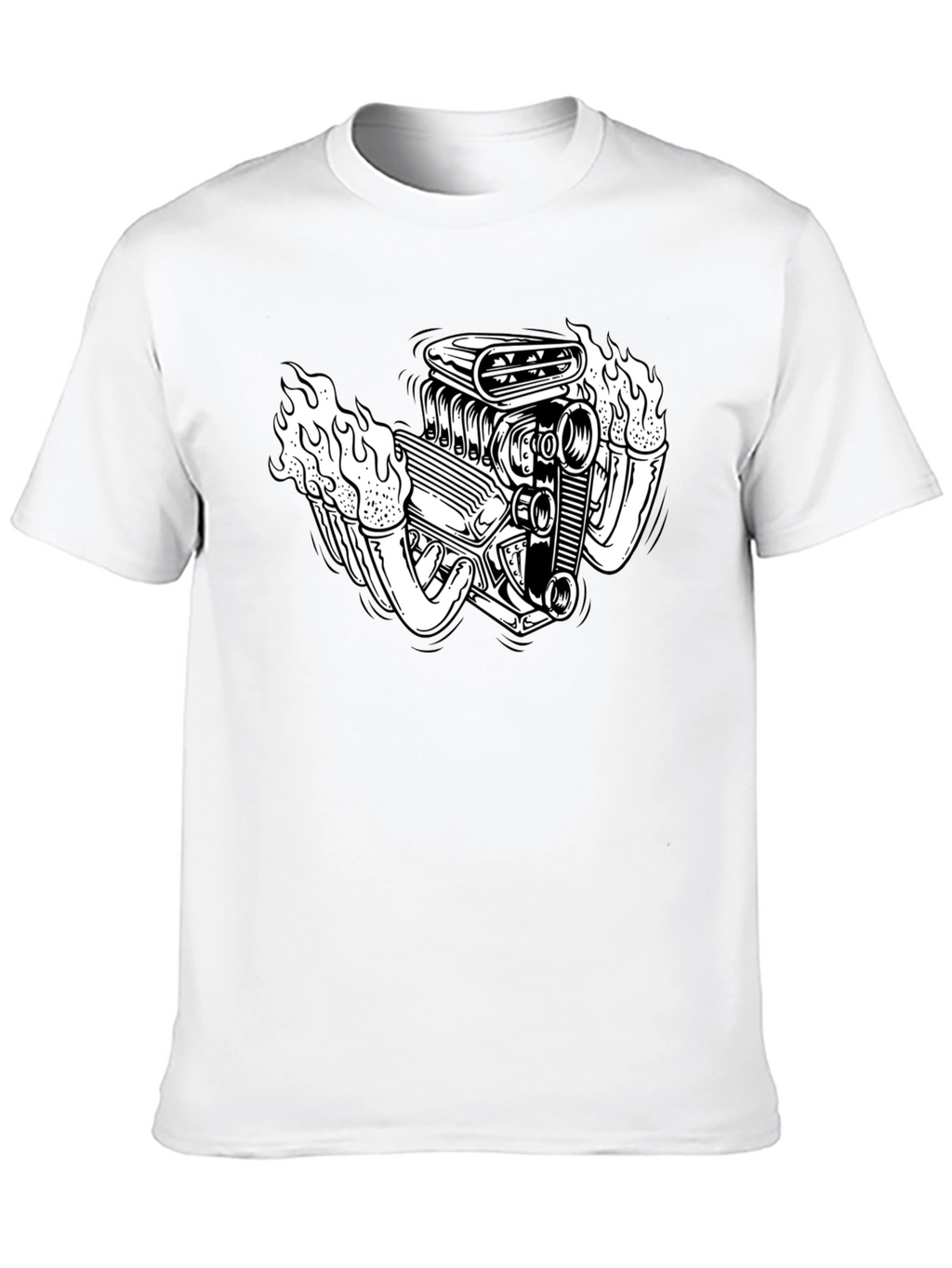 Flame Engine T-Shirt - Black Cotton Graphic Tee