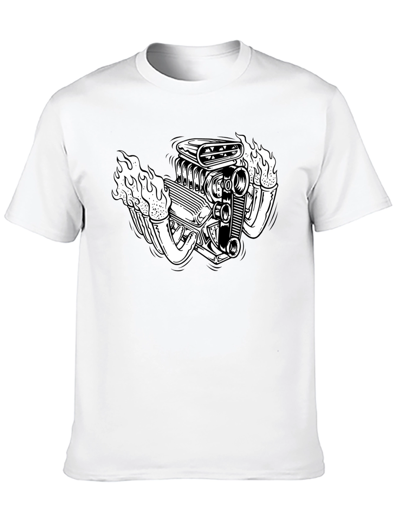 Flame Engine T-Shirt - Black Cotton Graphic Tee