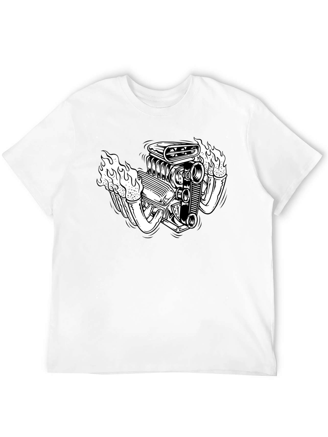 Flame Engine T-Shirt - Black Cotton Graphic Tee