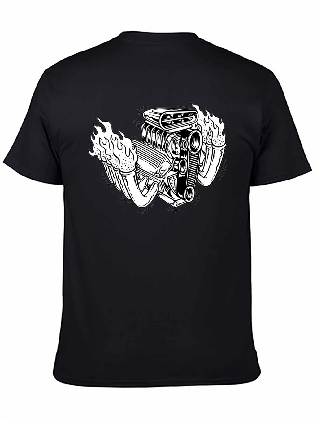 Flame Engine T-Shirt - Black Cotton Graphic Tee