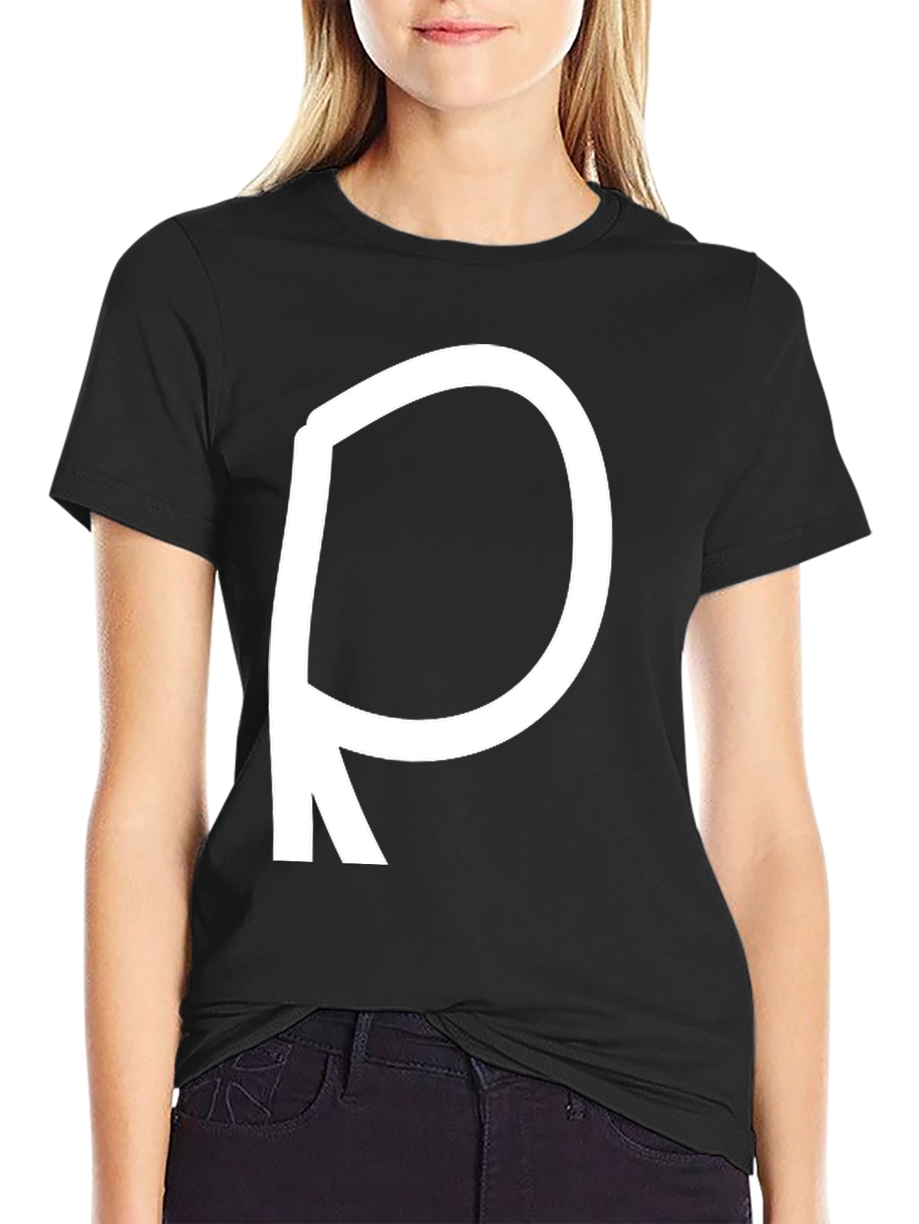 Bold Letter R Black T-Shirt