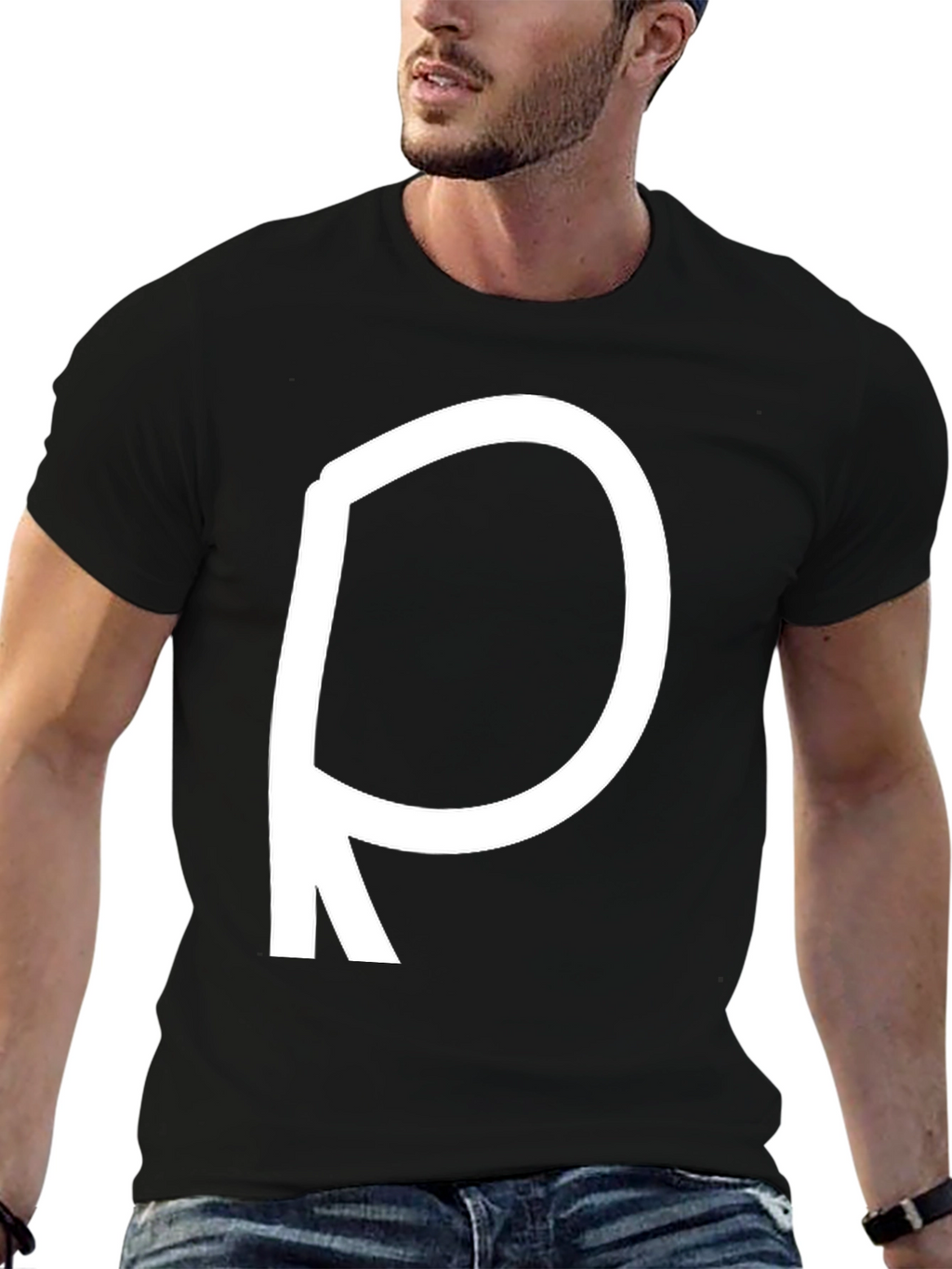 Bold Letter R Black T-Shirt