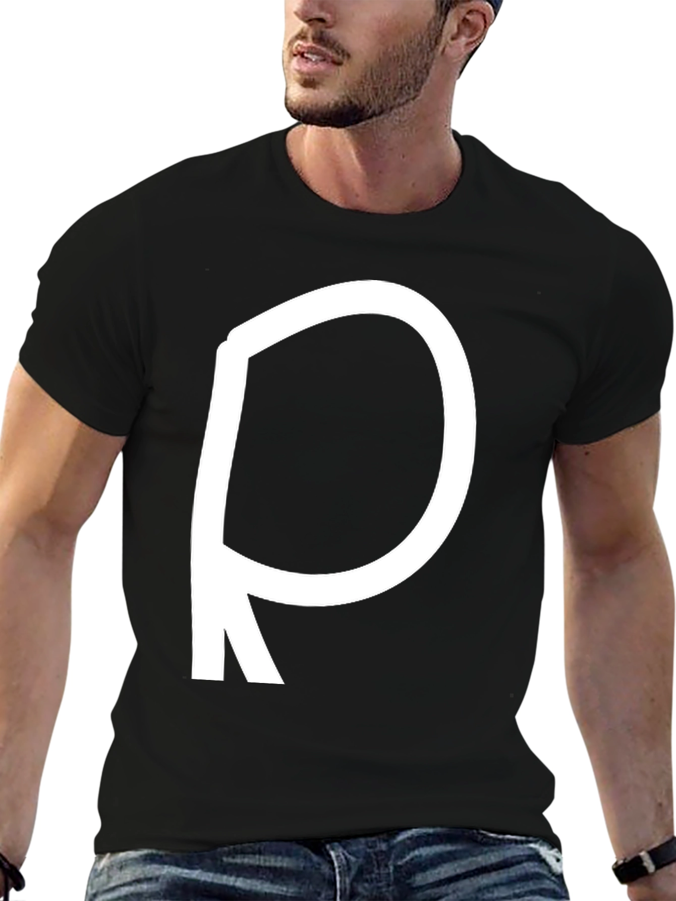Bold Letter R Black T-Shirt
