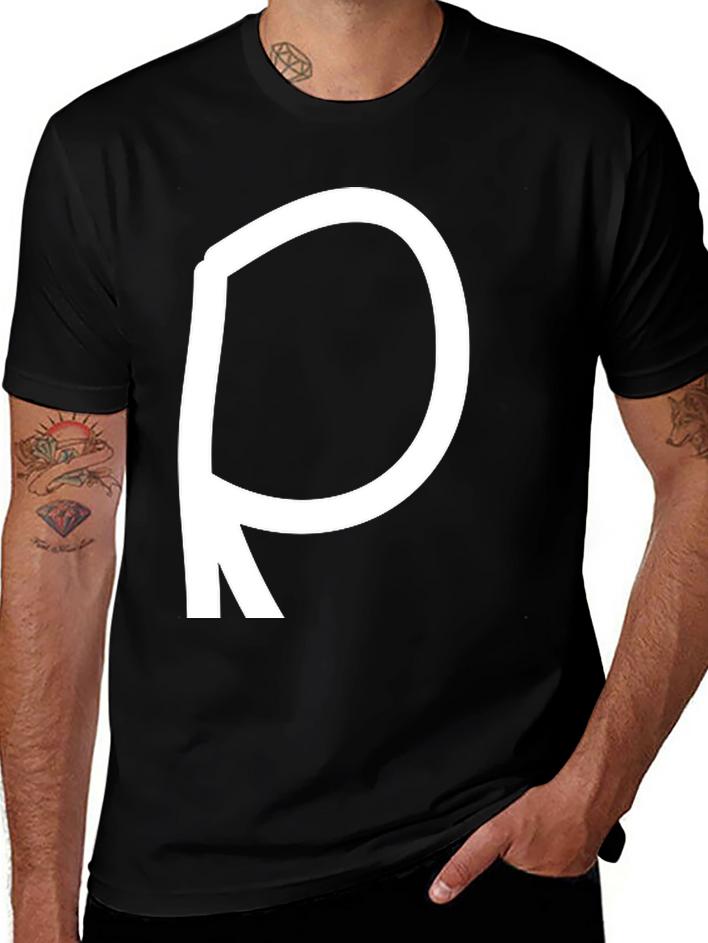 Bold Letter R Black T-Shirt