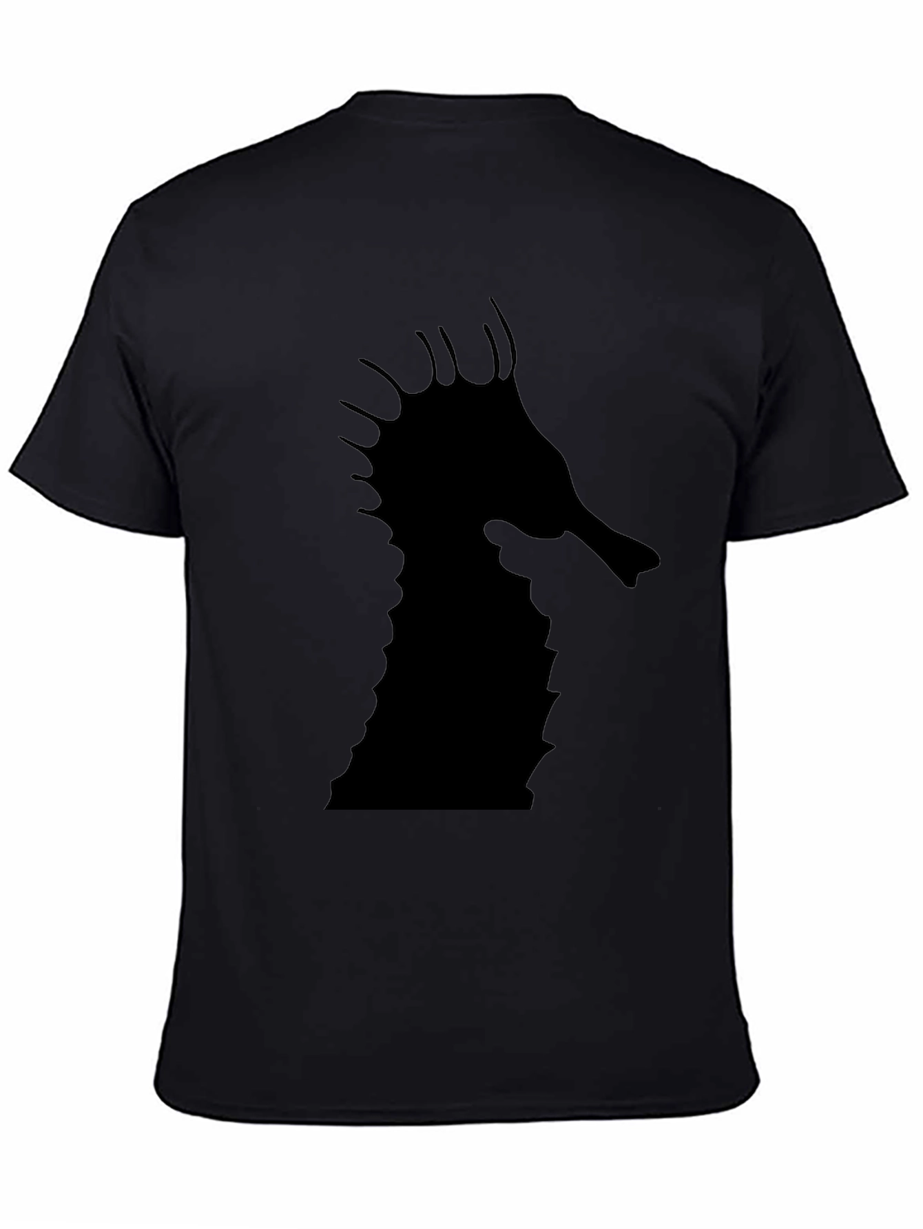 Sea Horse Graphic Tee - Black Cotton T-Shirt