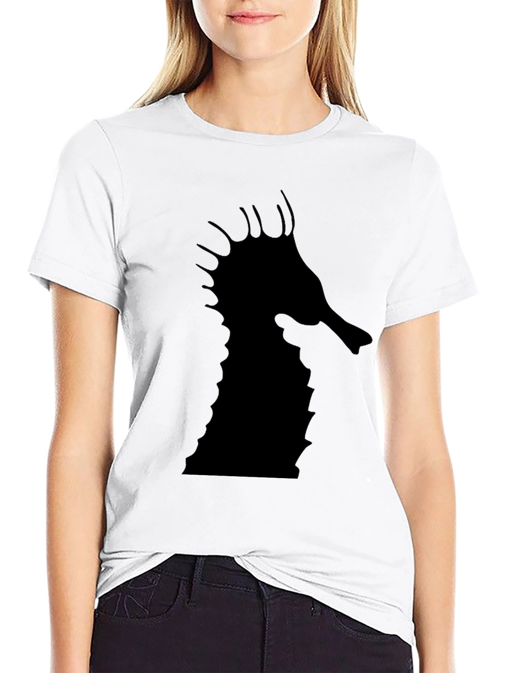 Sea Horse Graphic Tee - Black Cotton T-Shirt